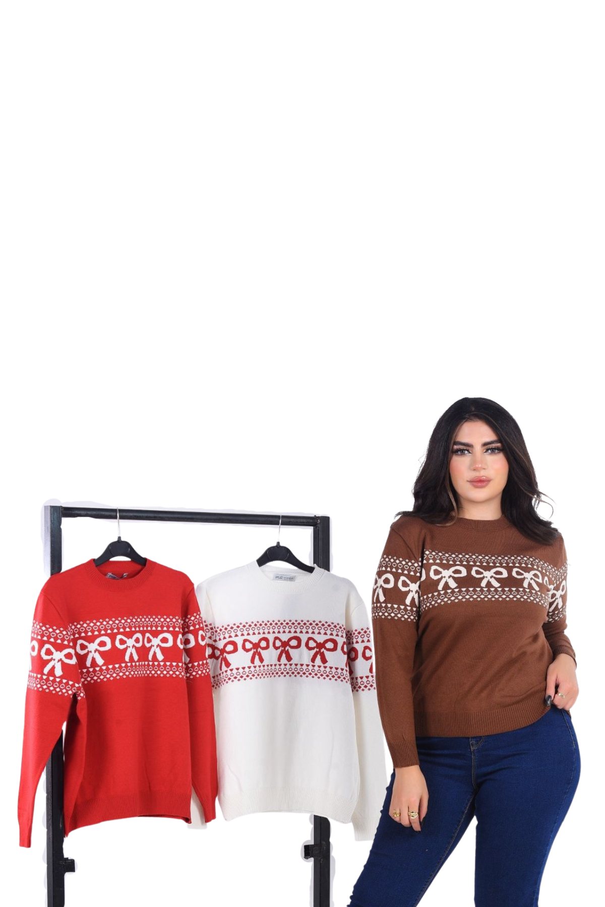 BOW-PATTERN KNIT SWEATER