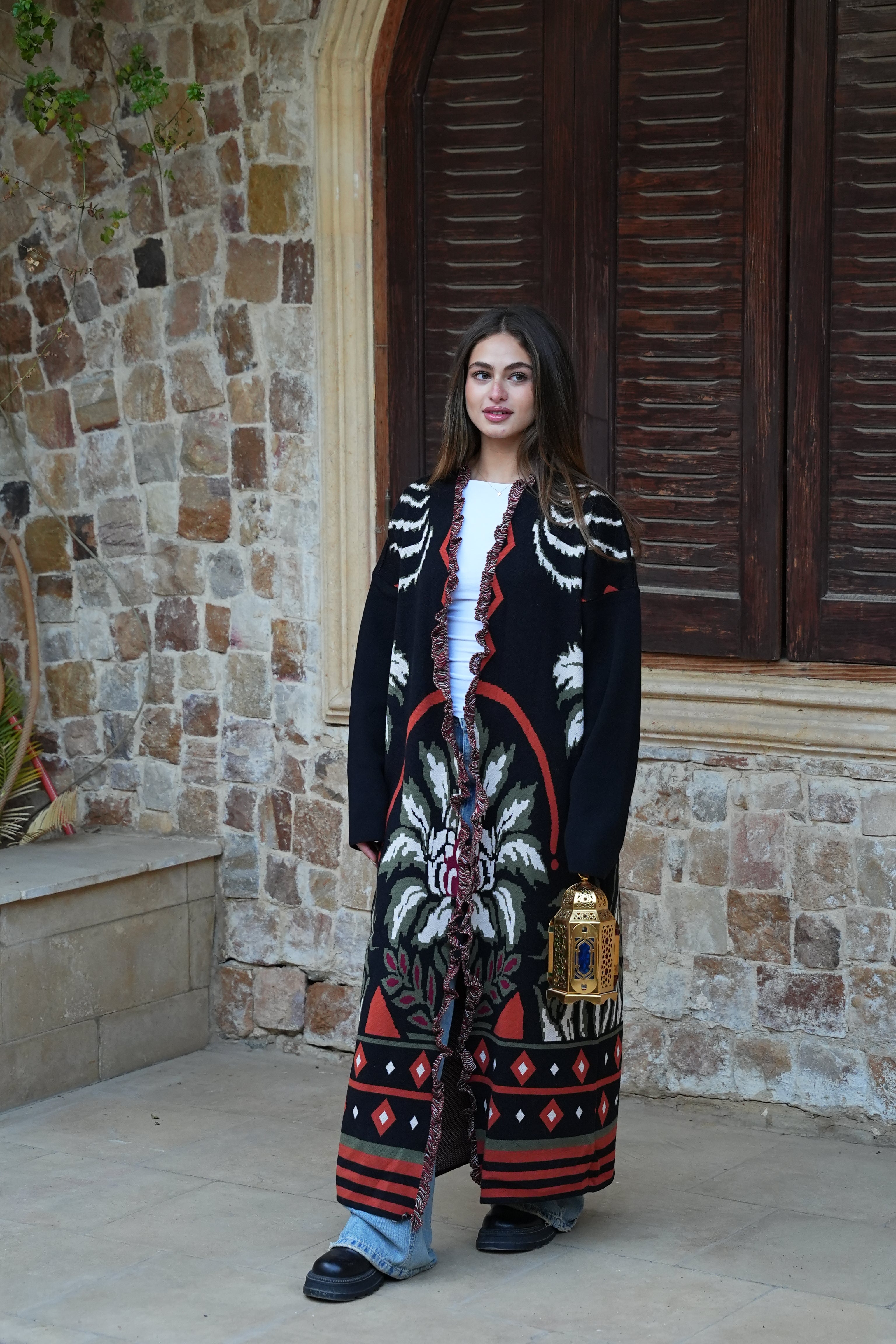 BOHO FRINGE LONG CARDIGAN