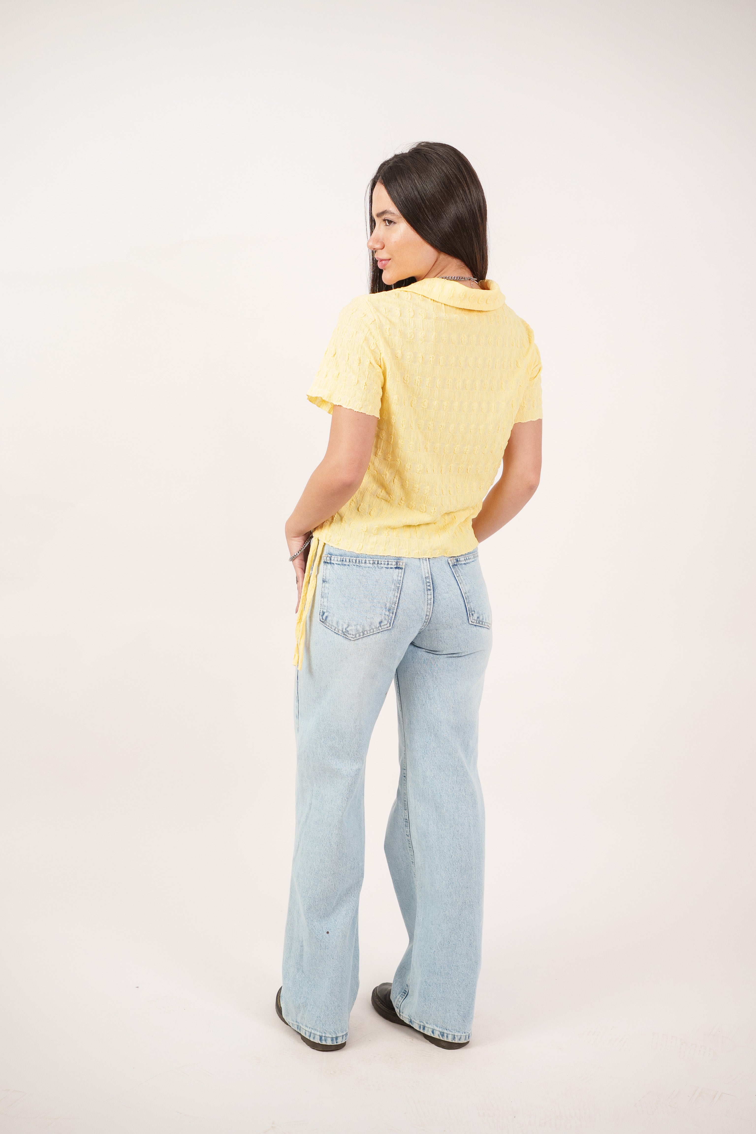 TEXTURED BUTTON-UP BLOUSE