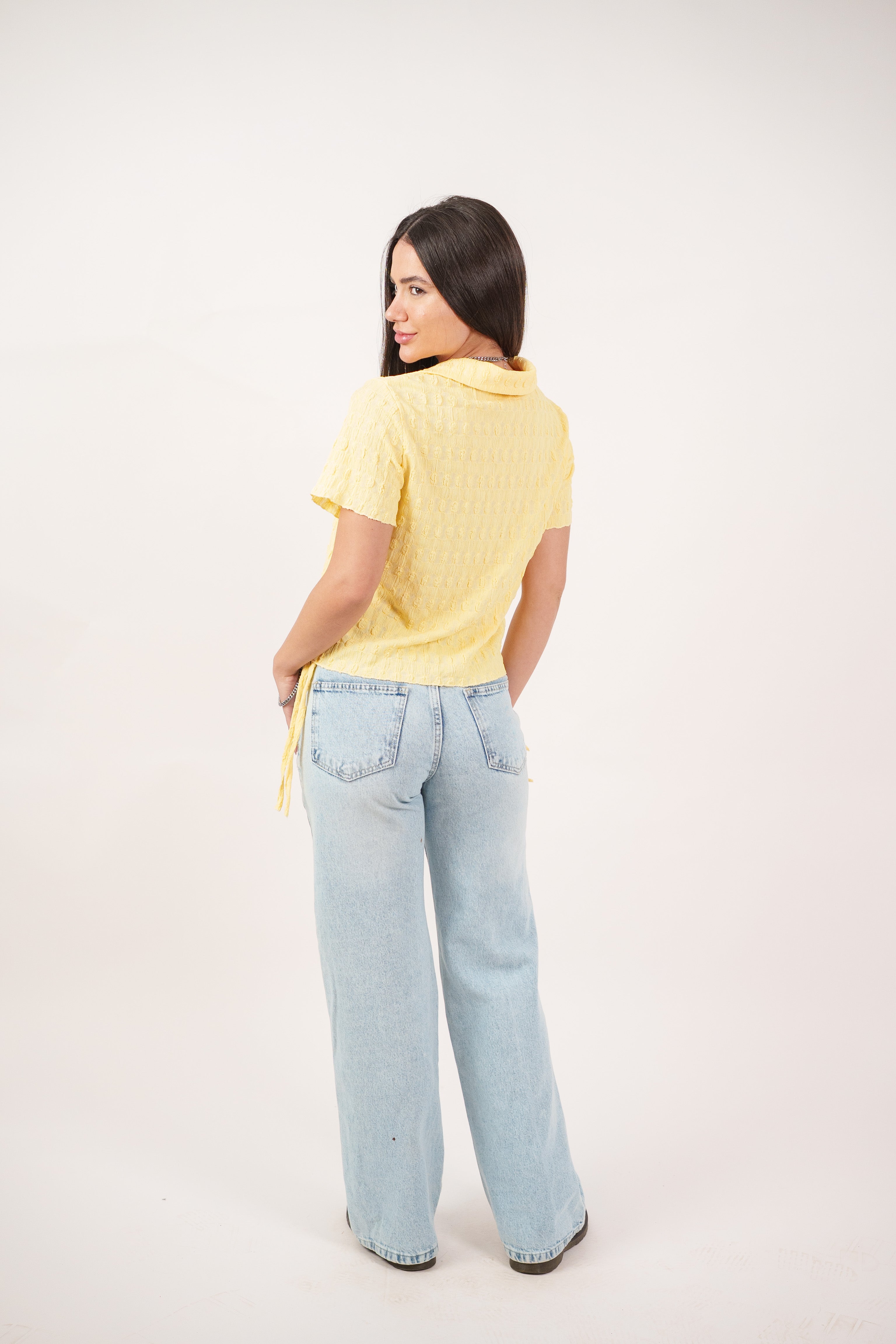TEXTURED BUTTON-UP BLOUSE