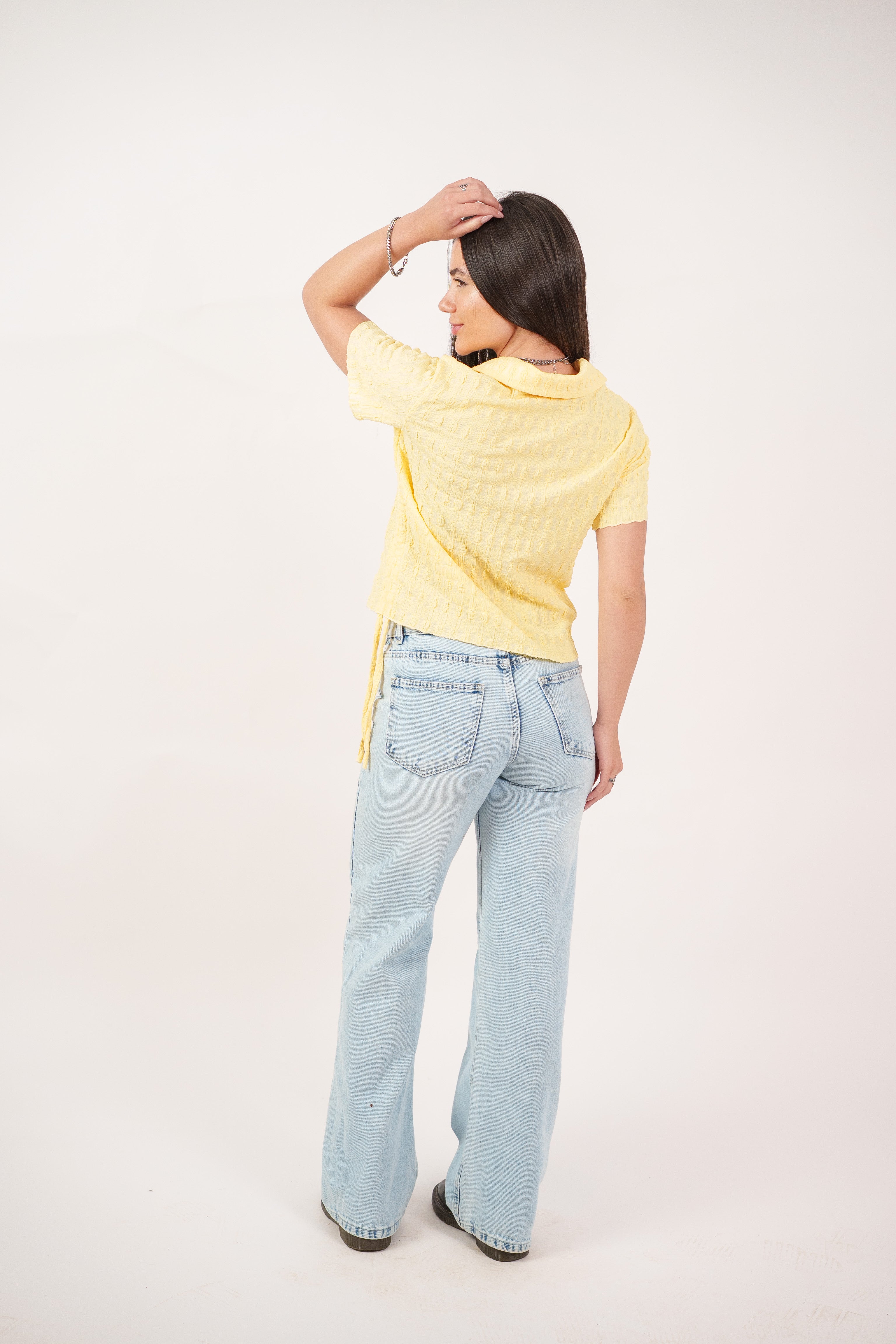 TEXTURED BUTTON-UP BLOUSE