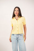 TEXTURED BUTTON-UP BLOUSE
