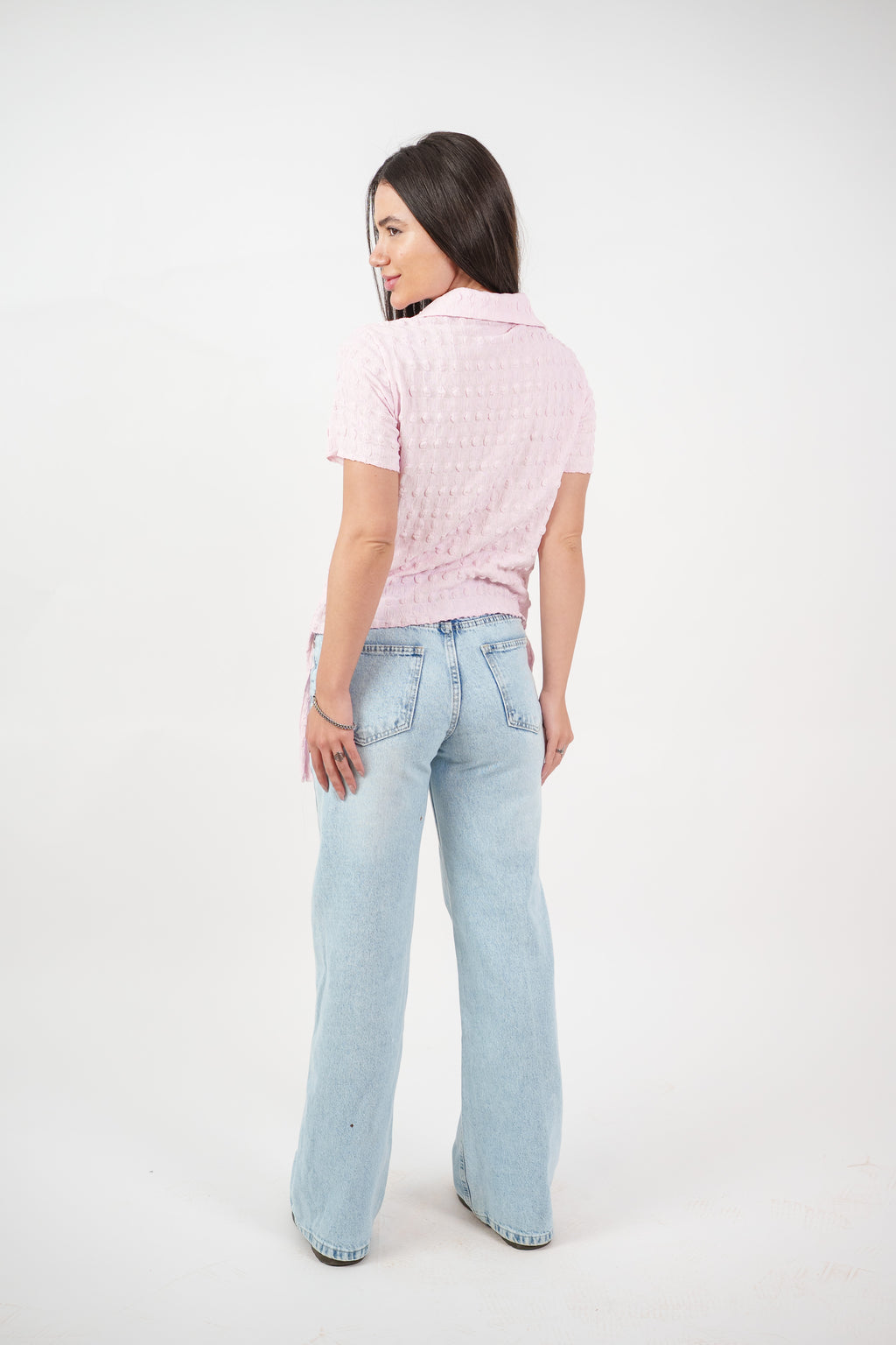 TEXTURED BUTTON-UP BLOUSE