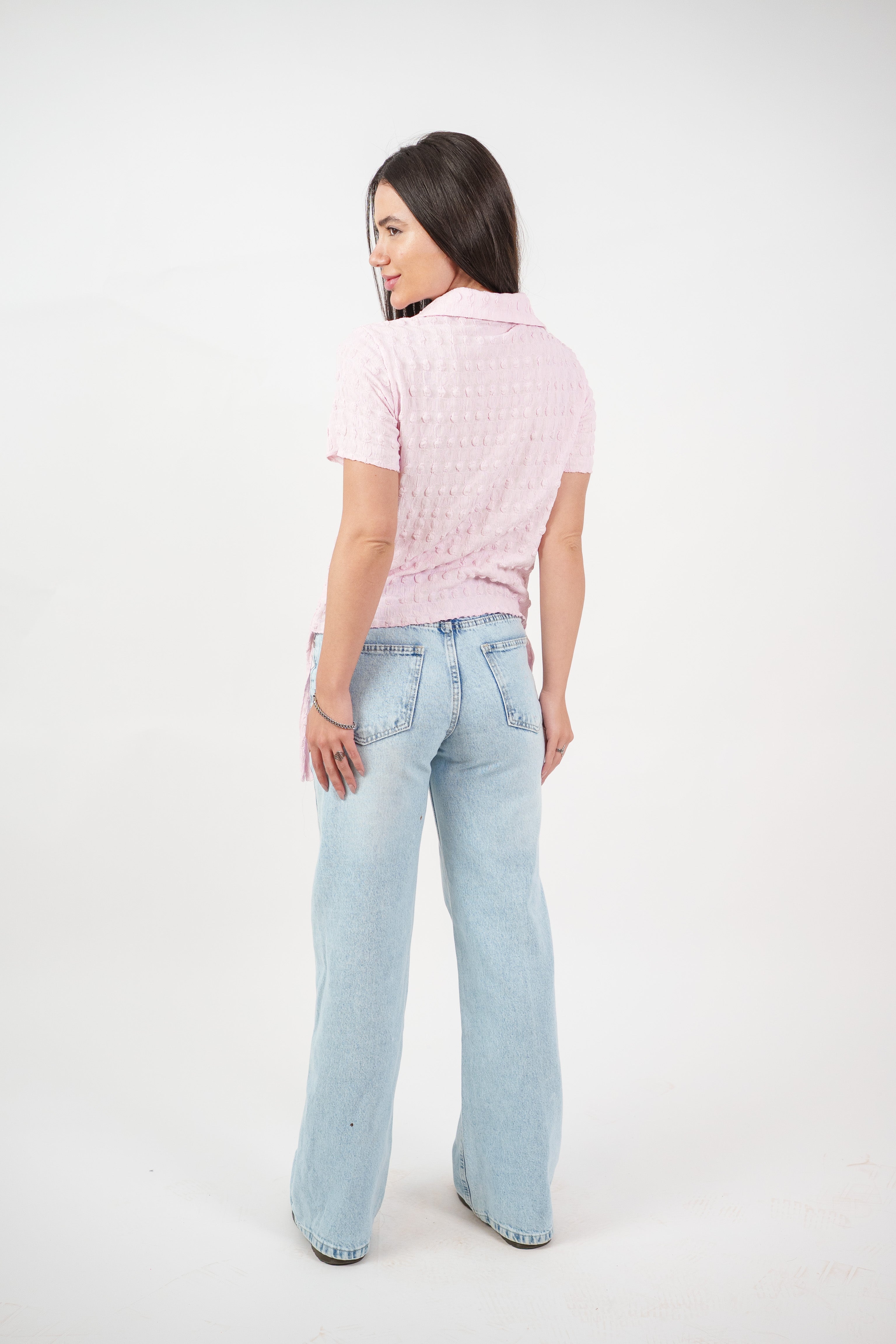 TEXTURED BUTTON-UP BLOUSE