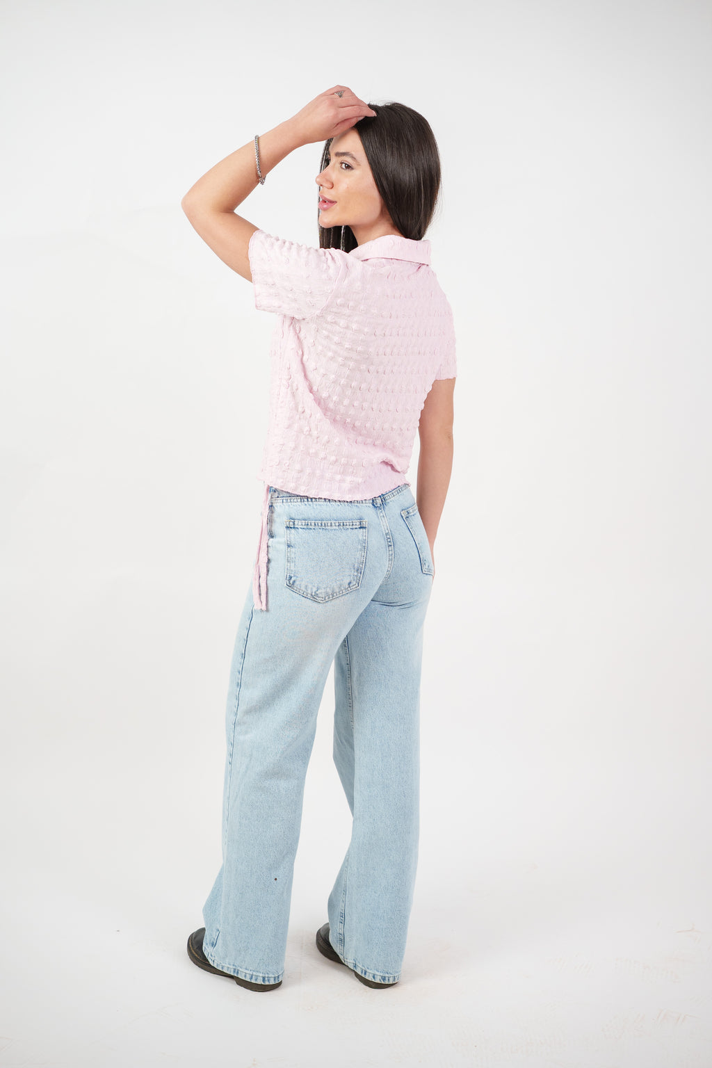 TEXTURED BUTTON-UP BLOUSE