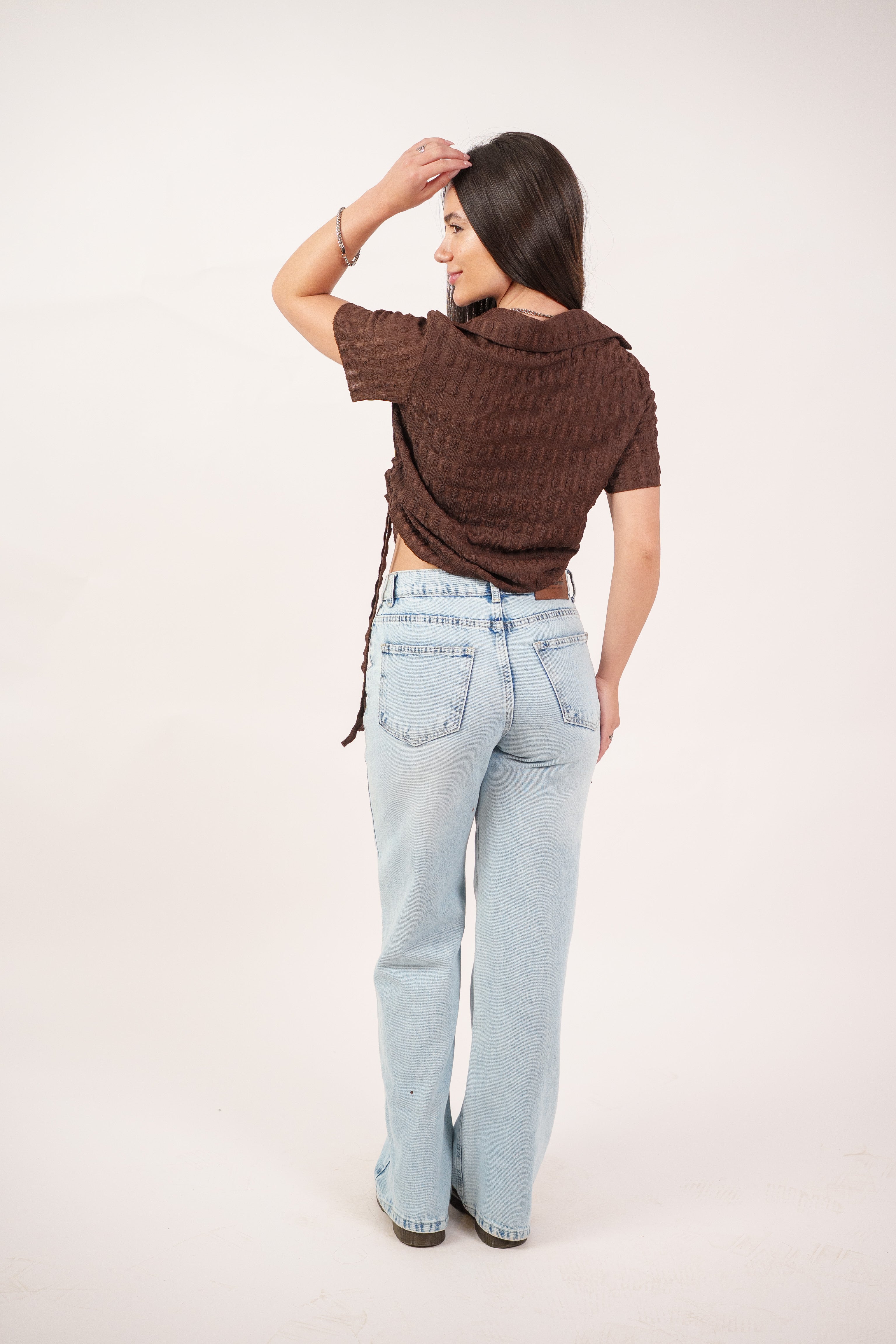 TEXTURED BUTTON-UP BLOUSE