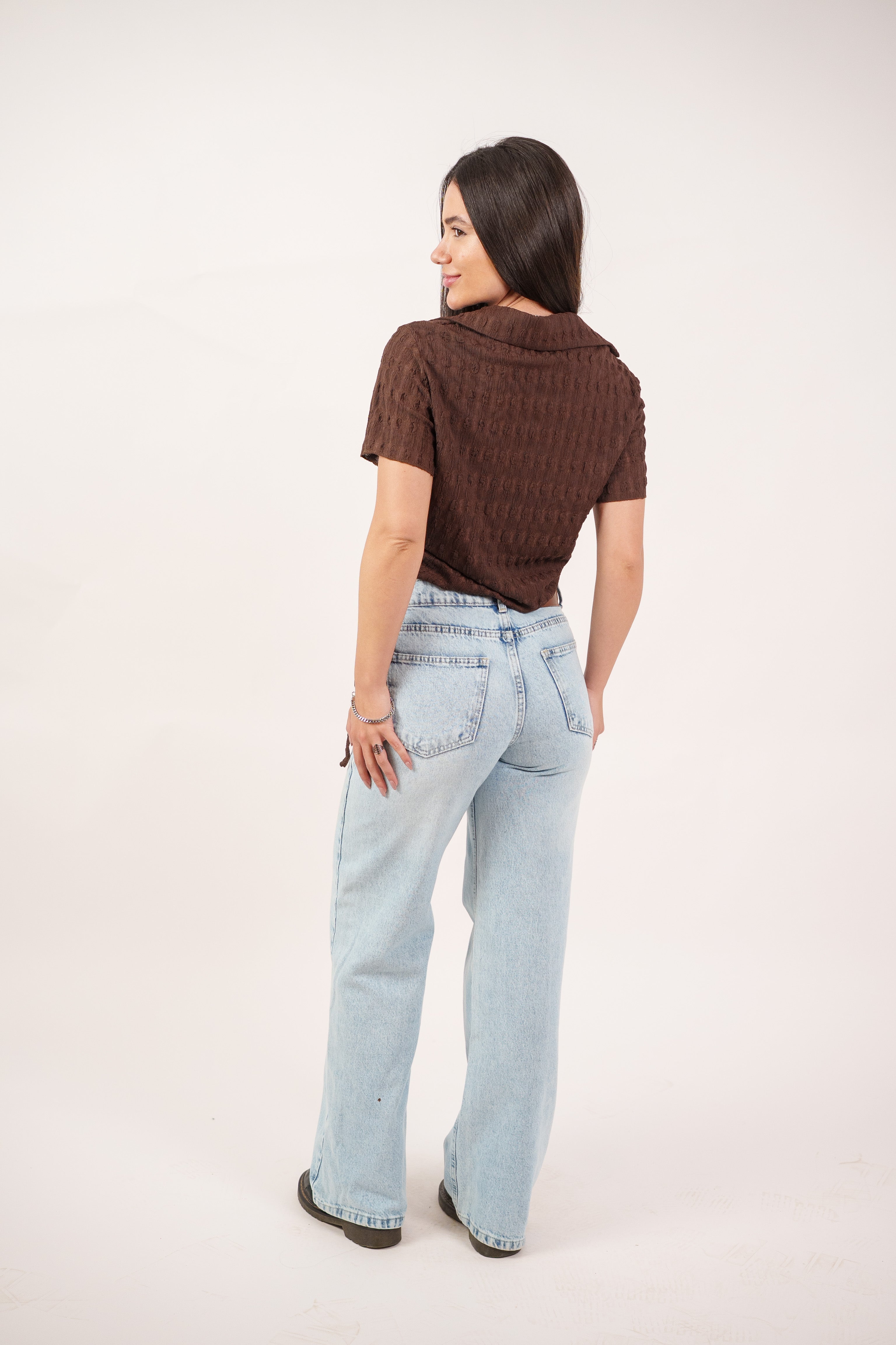 TEXTURED BUTTON-UP BLOUSE
