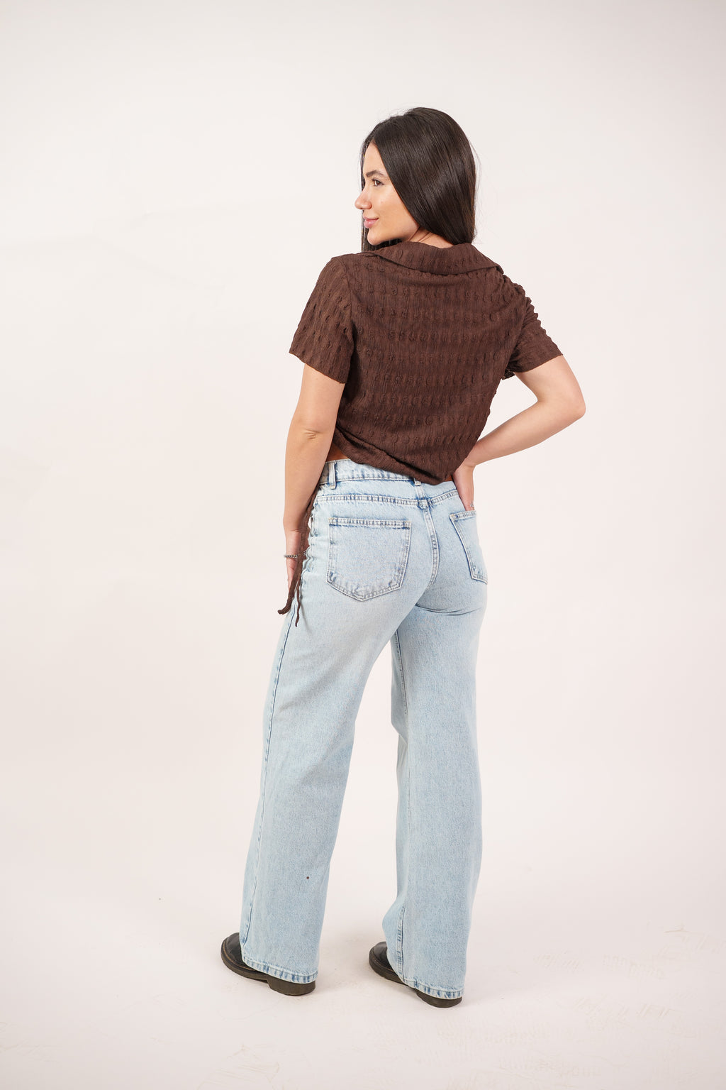 TEXTURED BUTTON-UP BLOUSE