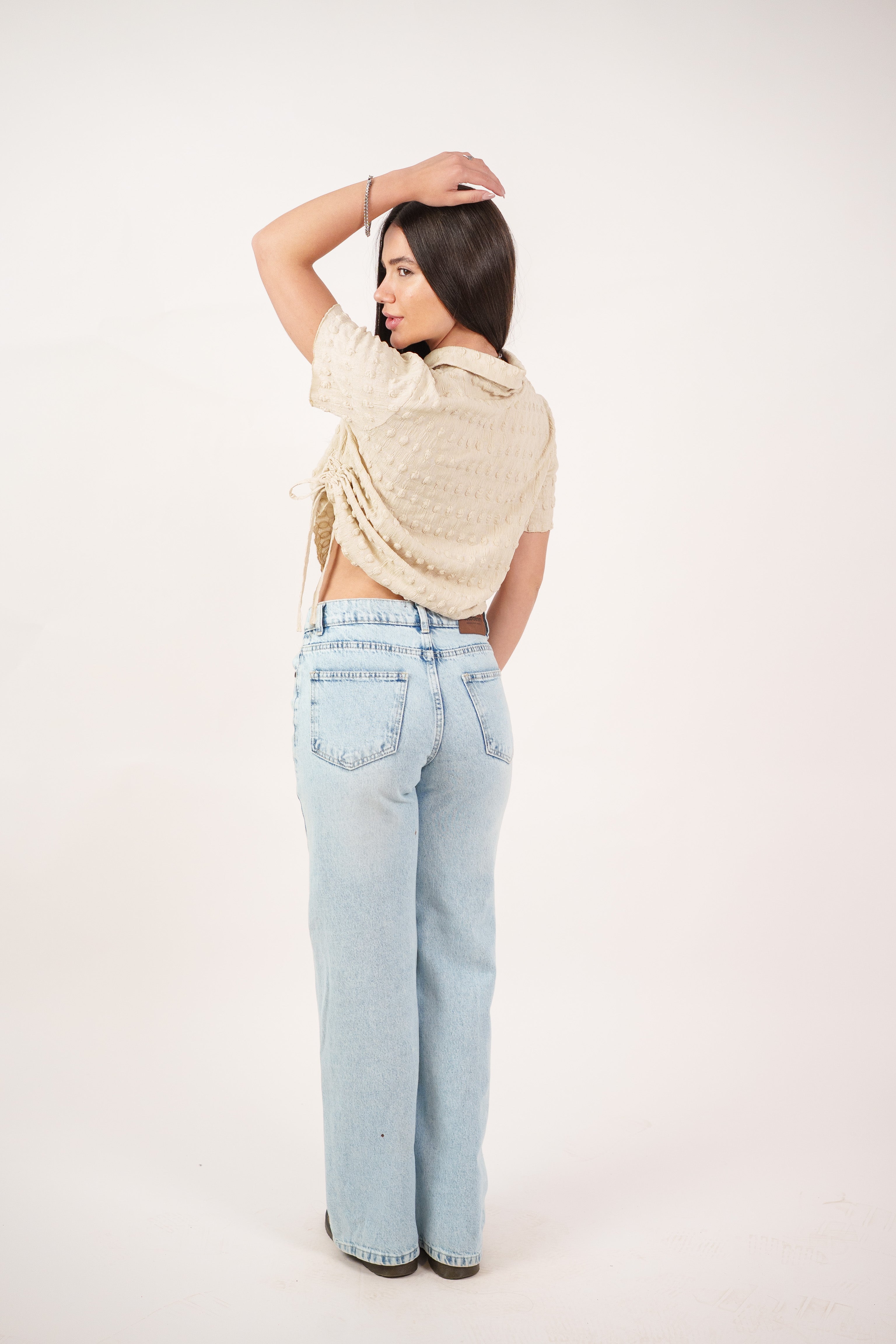 TEXTURED BUTTON-UP BLOUSE