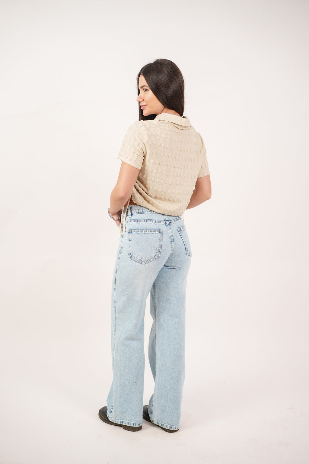 TEXTURED BUTTON-UP BLOUSE