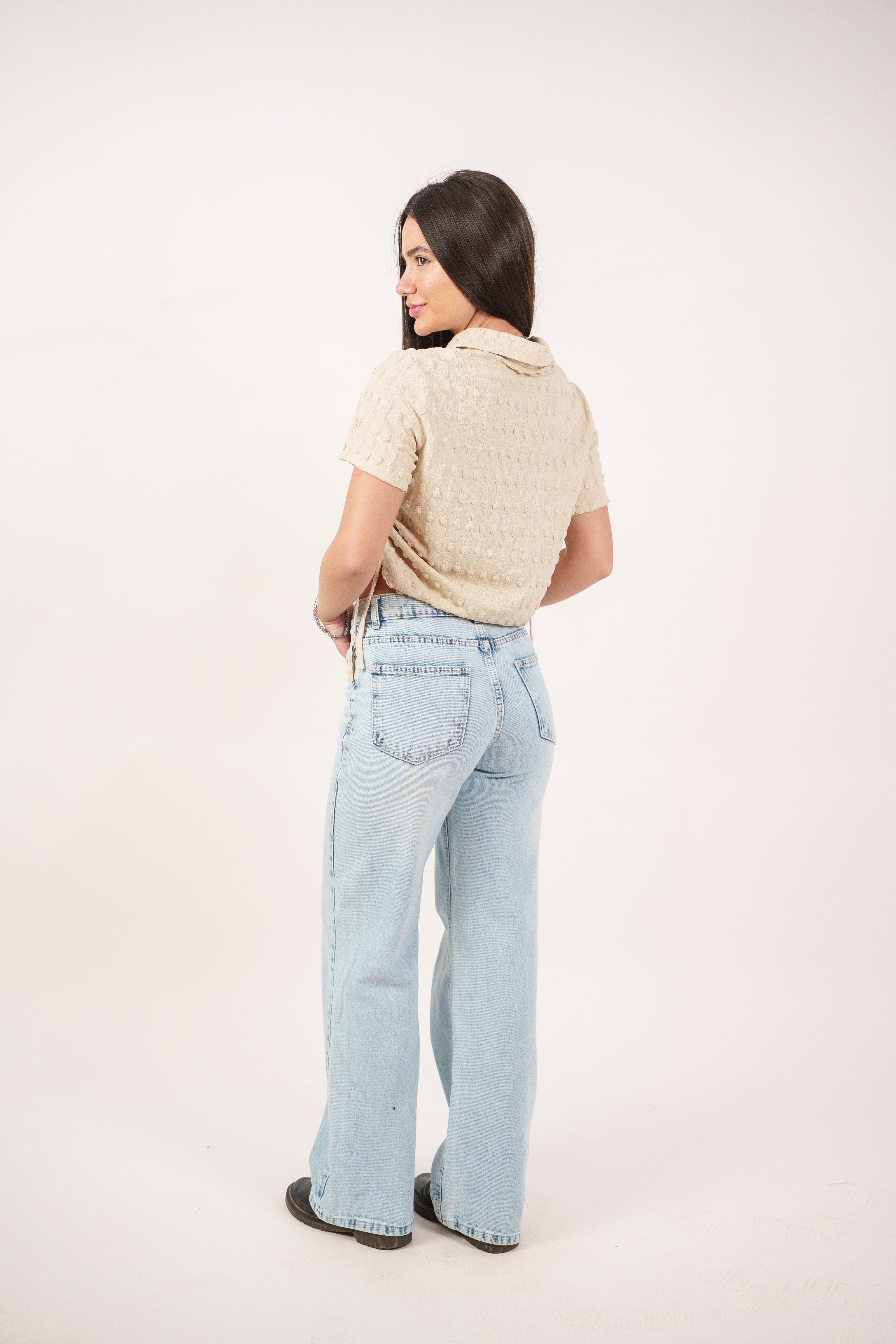 TEXTURED BUTTON-UP BLOUSE