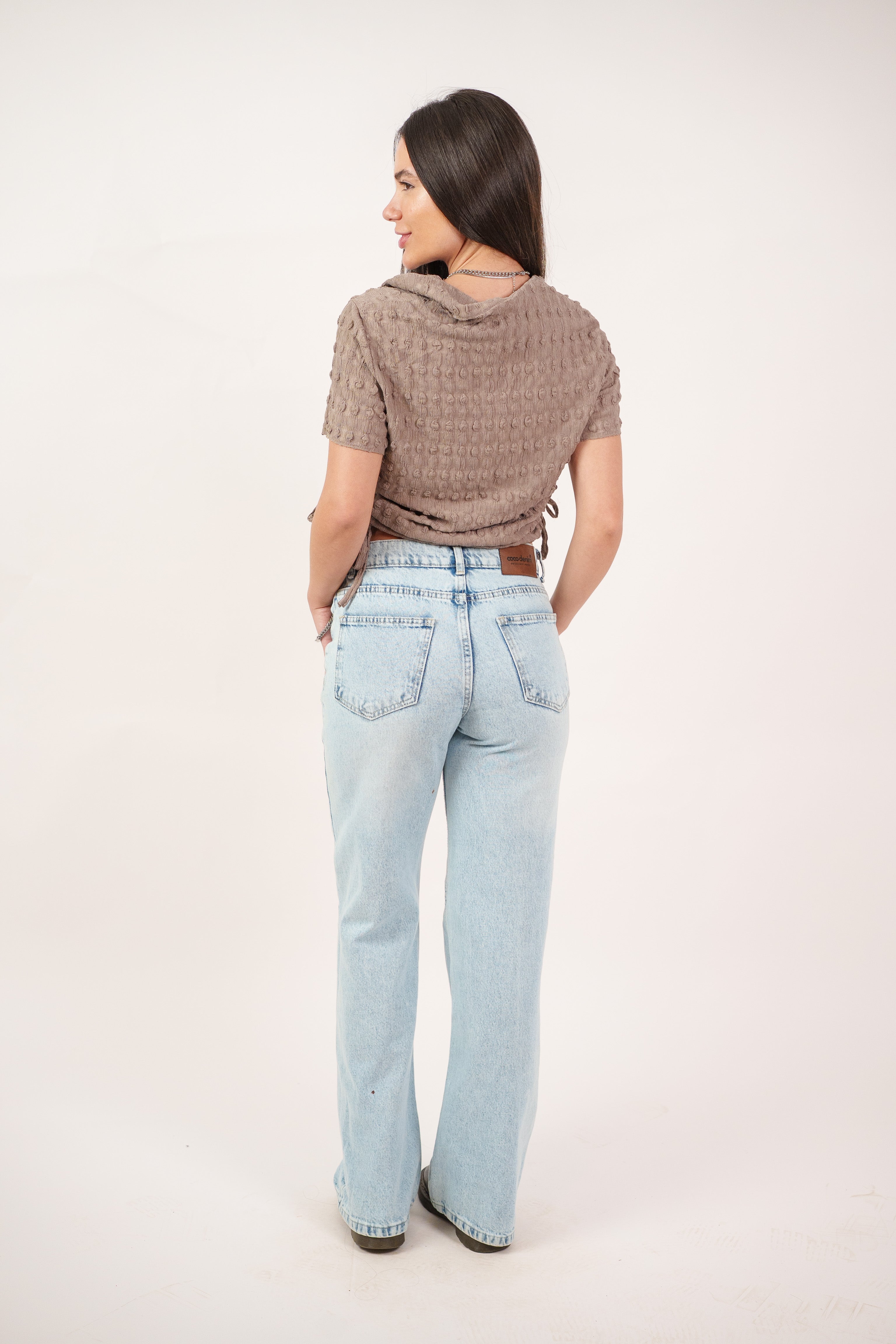 TEXTURED BUTTON-UP BLOUSE