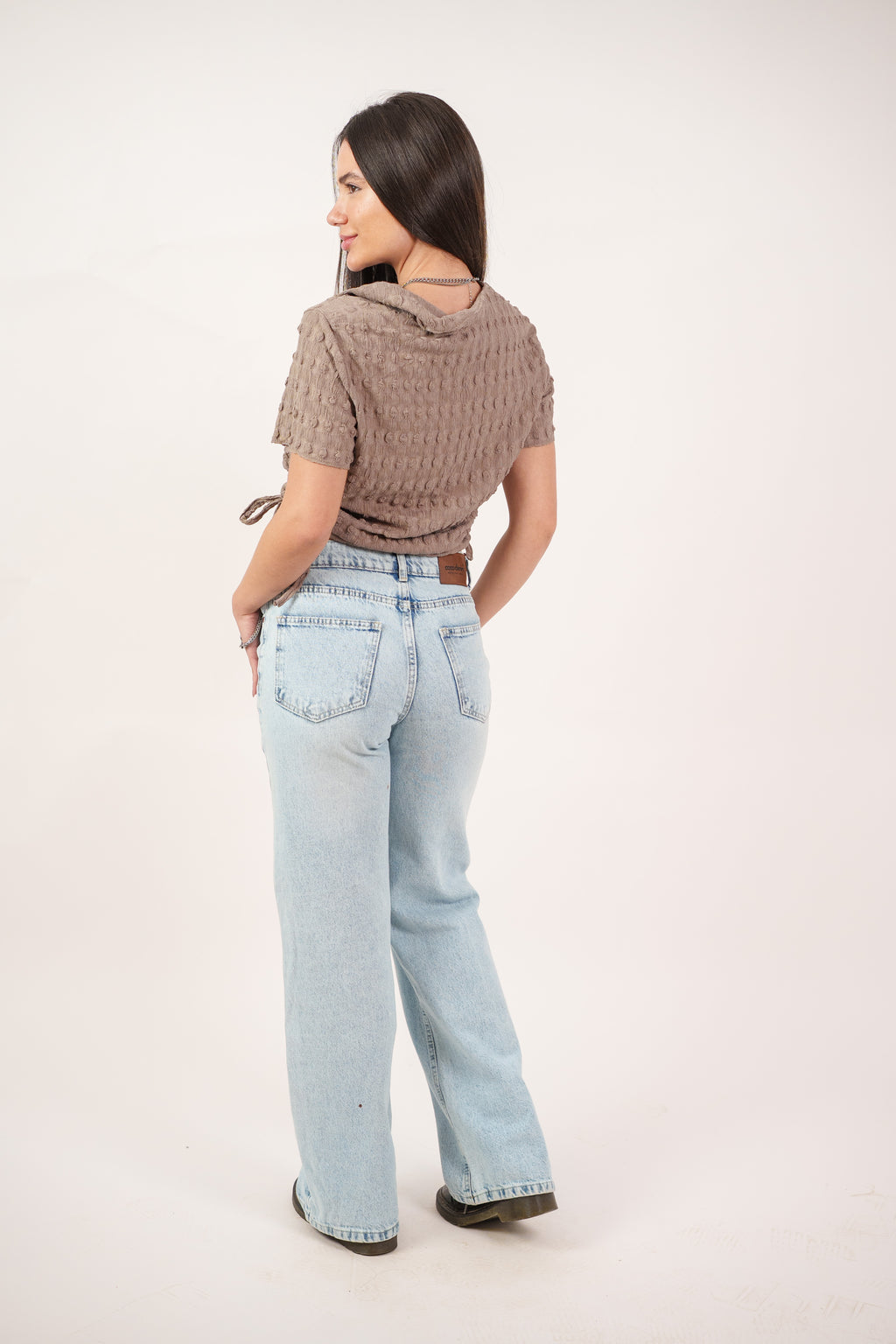 TEXTURED BUTTON-UP BLOUSE