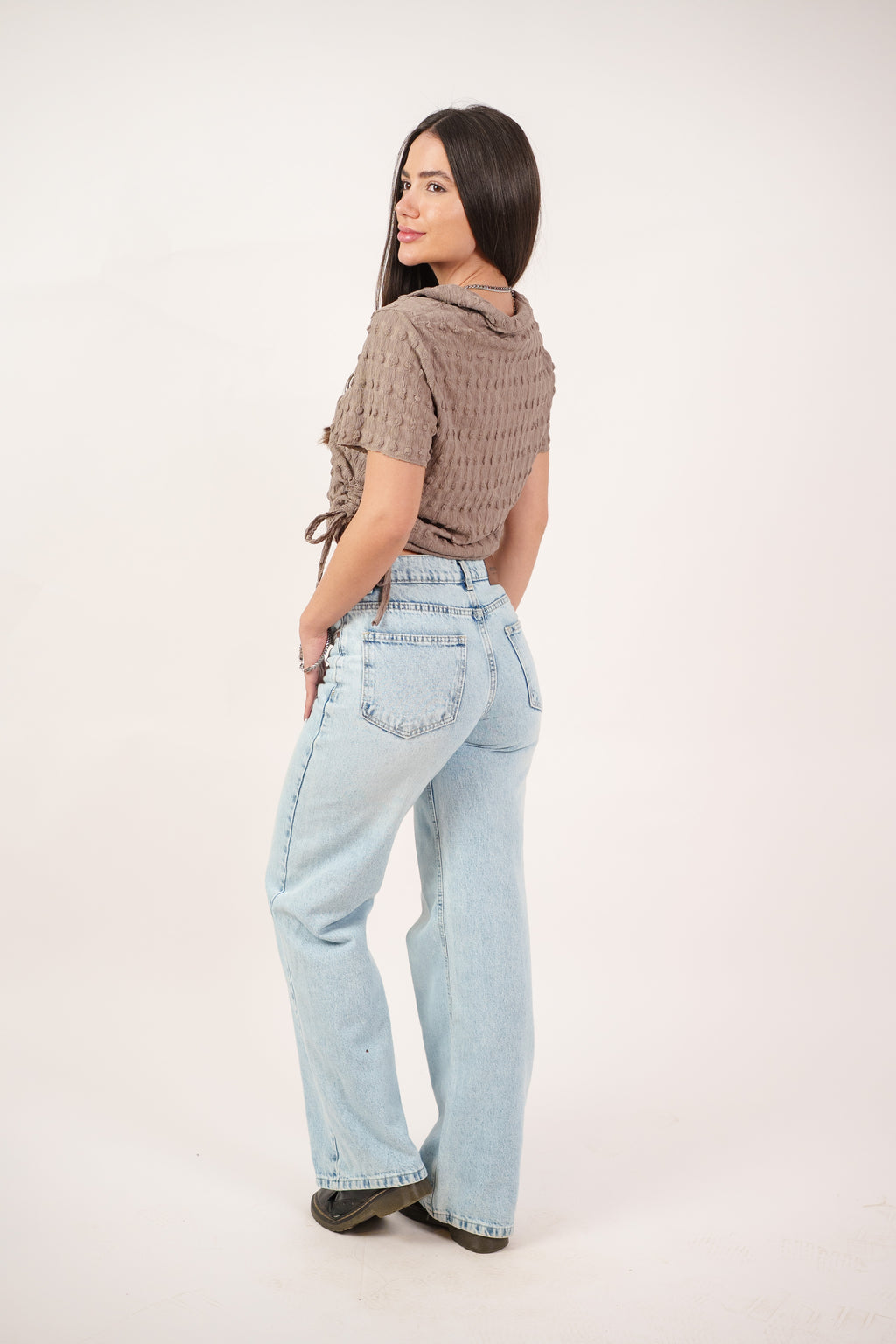TEXTURED BUTTON-UP BLOUSE