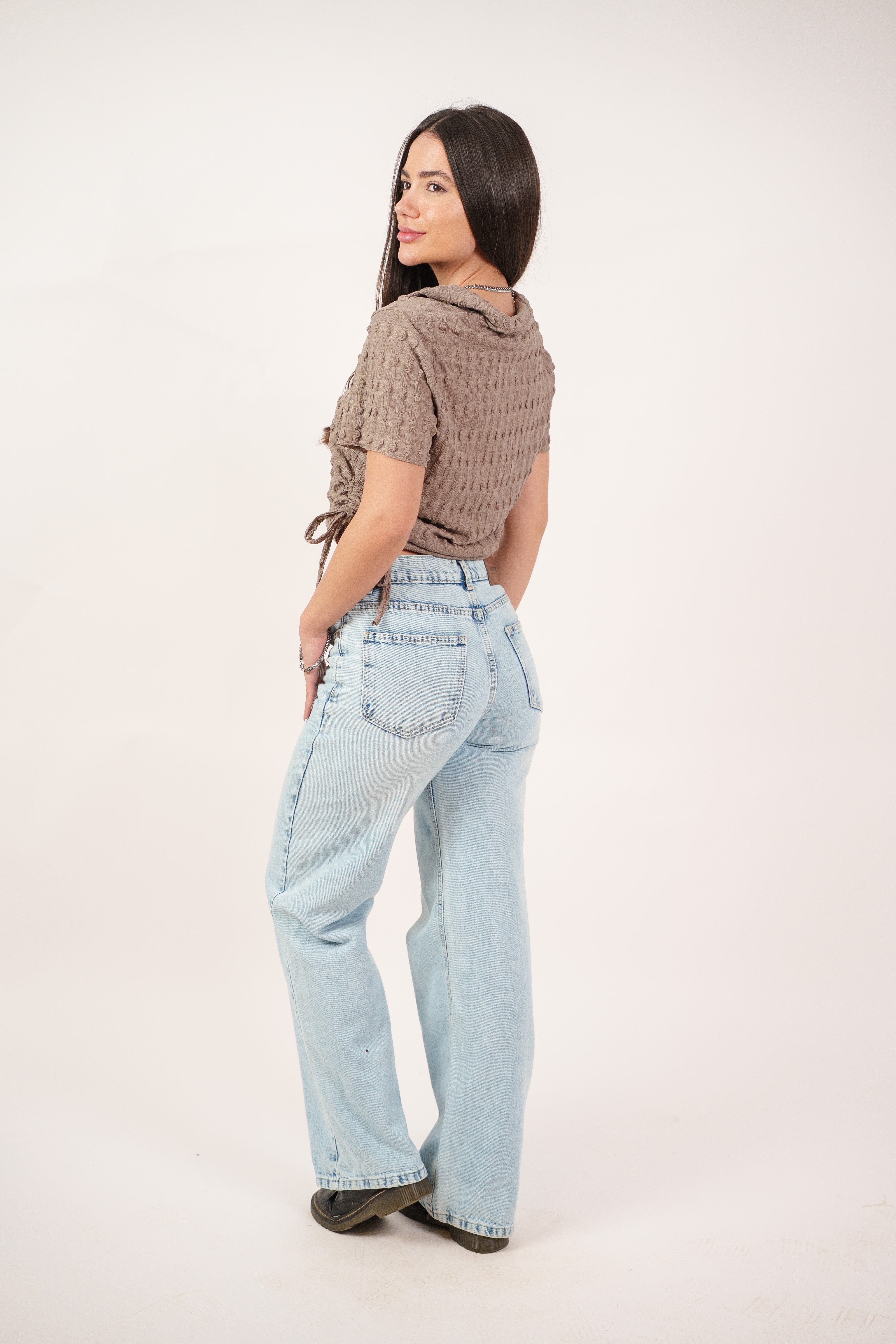 TEXTURED BUTTON-UP BLOUSE