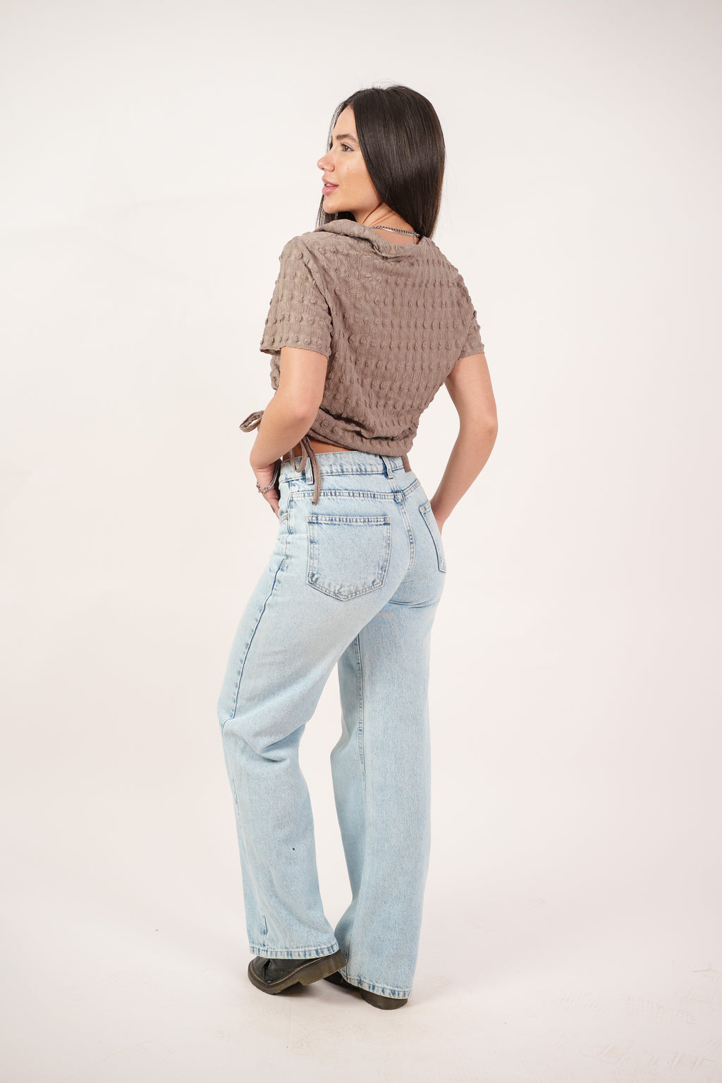 TEXTURED BUTTON-UP BLOUSE