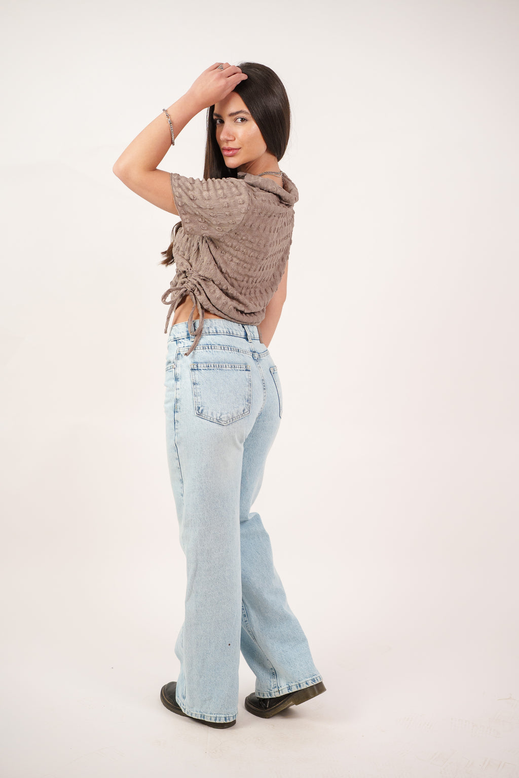 TEXTURED BUTTON-UP BLOUSE