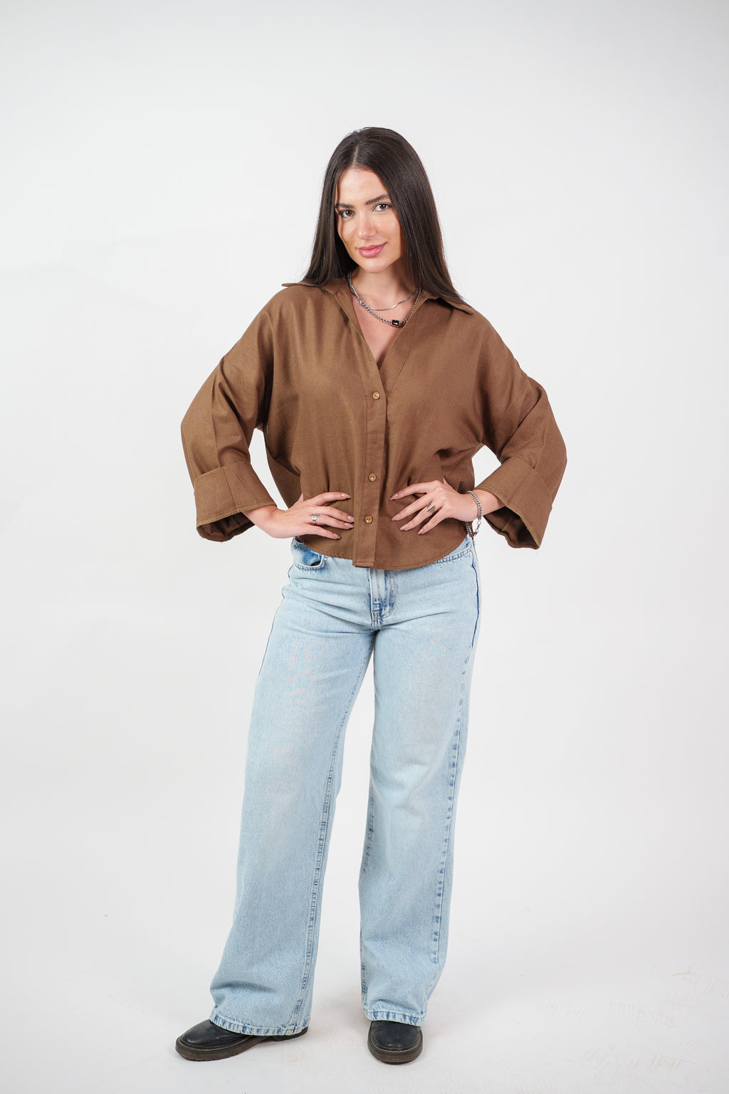 RELAXED BUTTON BLOUSE