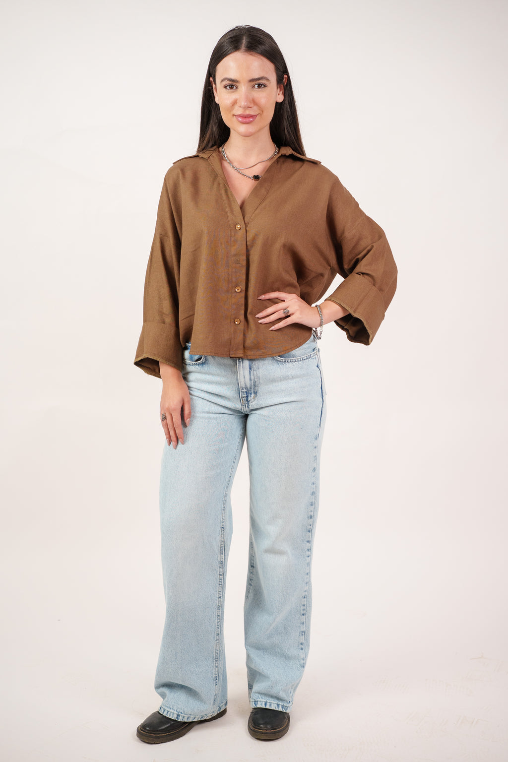 RELAXED BUTTON BLOUSE