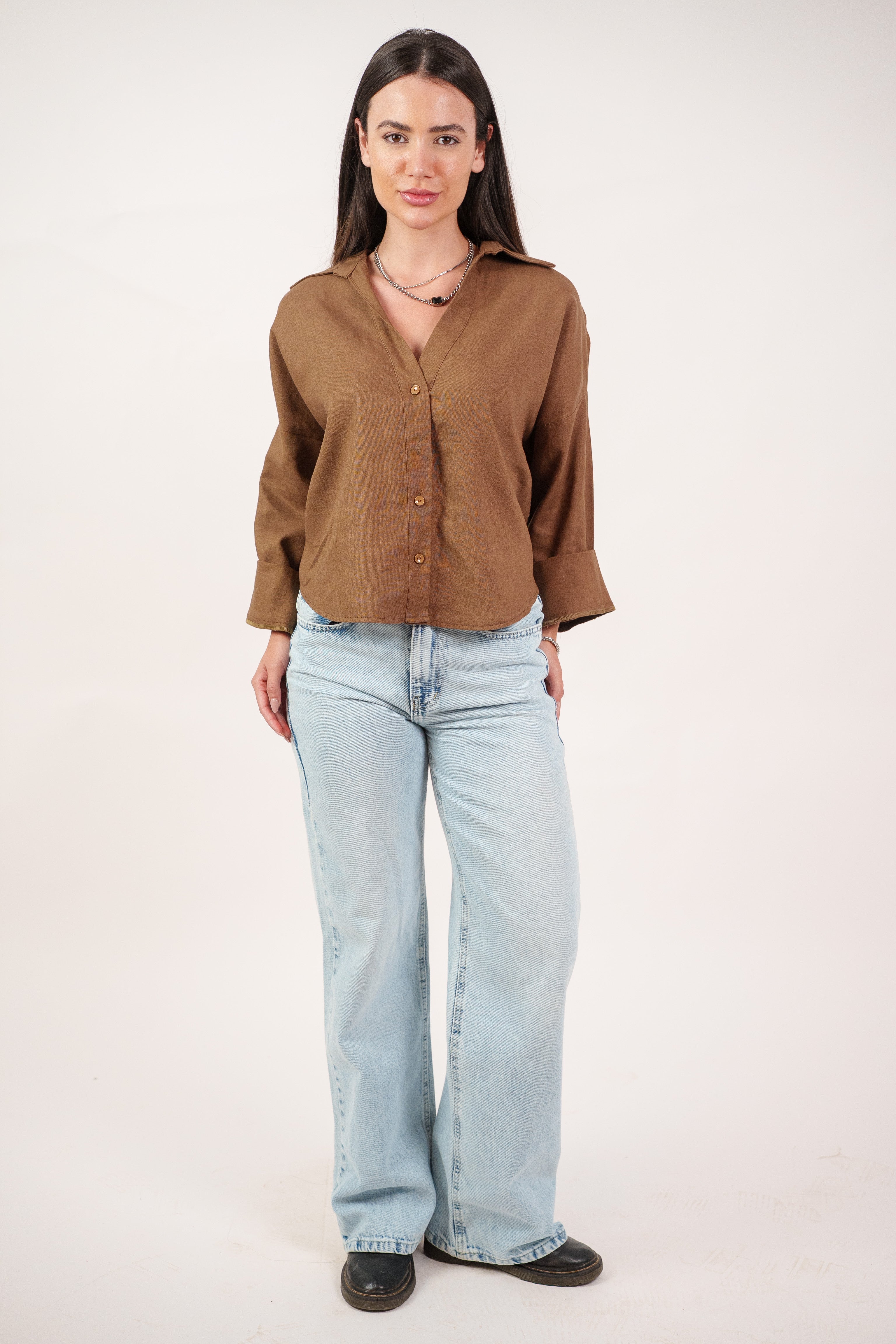 RELAXED BUTTON BLOUSE