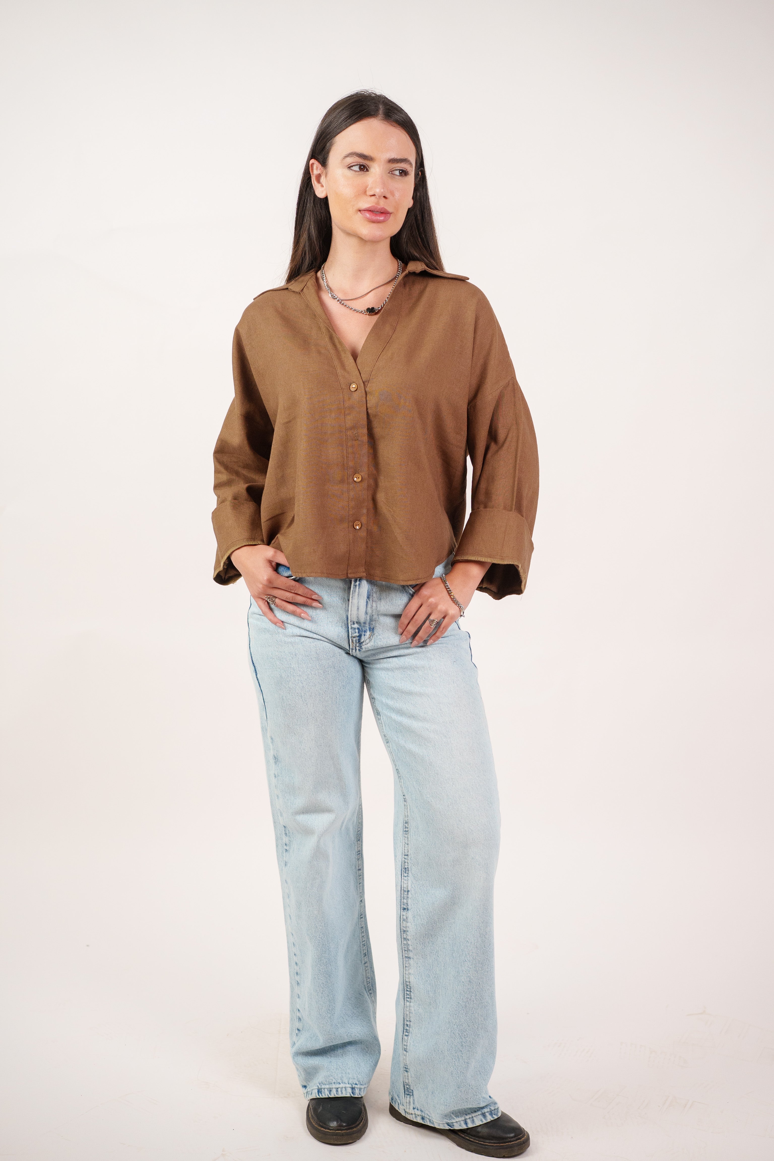 RELAXED BUTTON BLOUSE