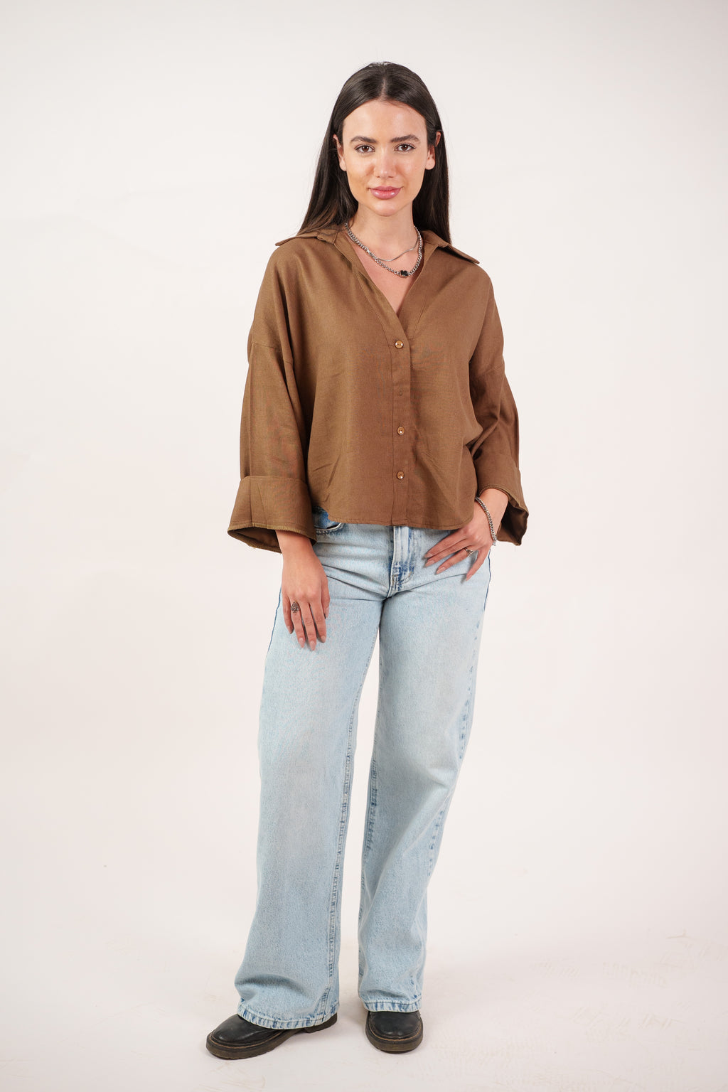 RELAXED BUTTON BLOUSE