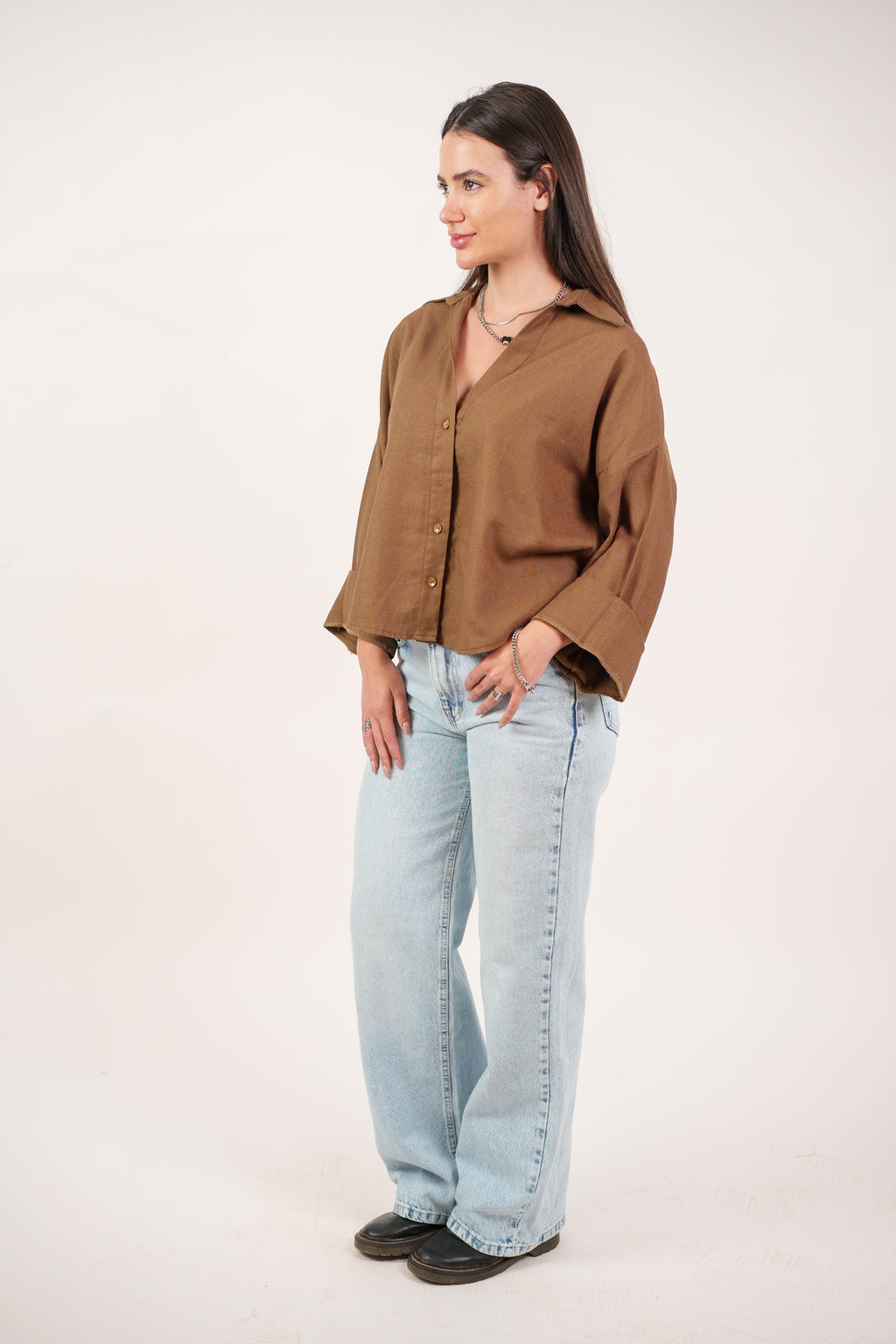 RELAXED BUTTON BLOUSE
