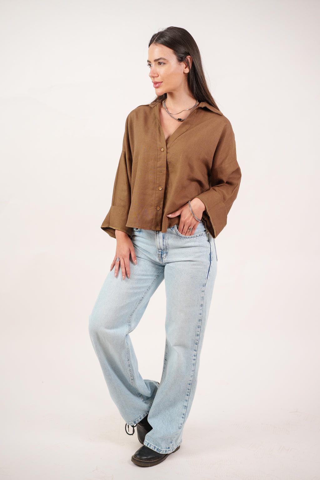 RELAXED BUTTON BLOUSE
