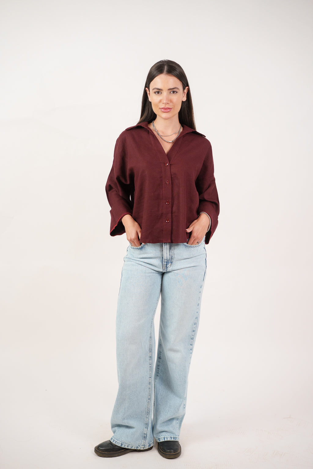 RELAXED BUTTON BLOUSE