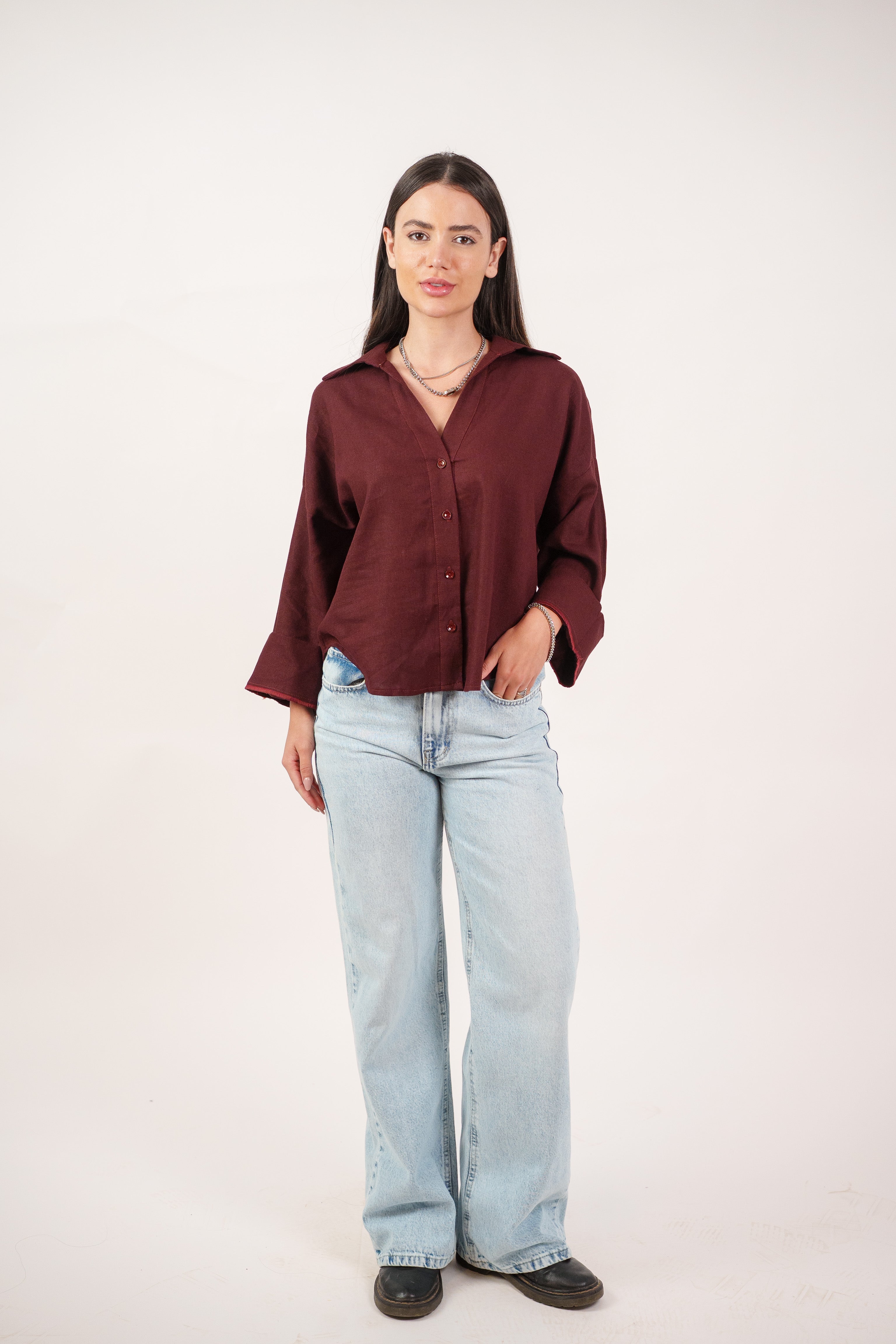 RELAXED BUTTON BLOUSE