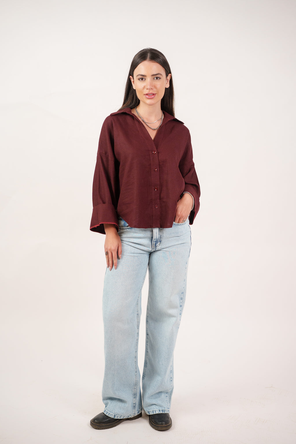 RELAXED BUTTON BLOUSE