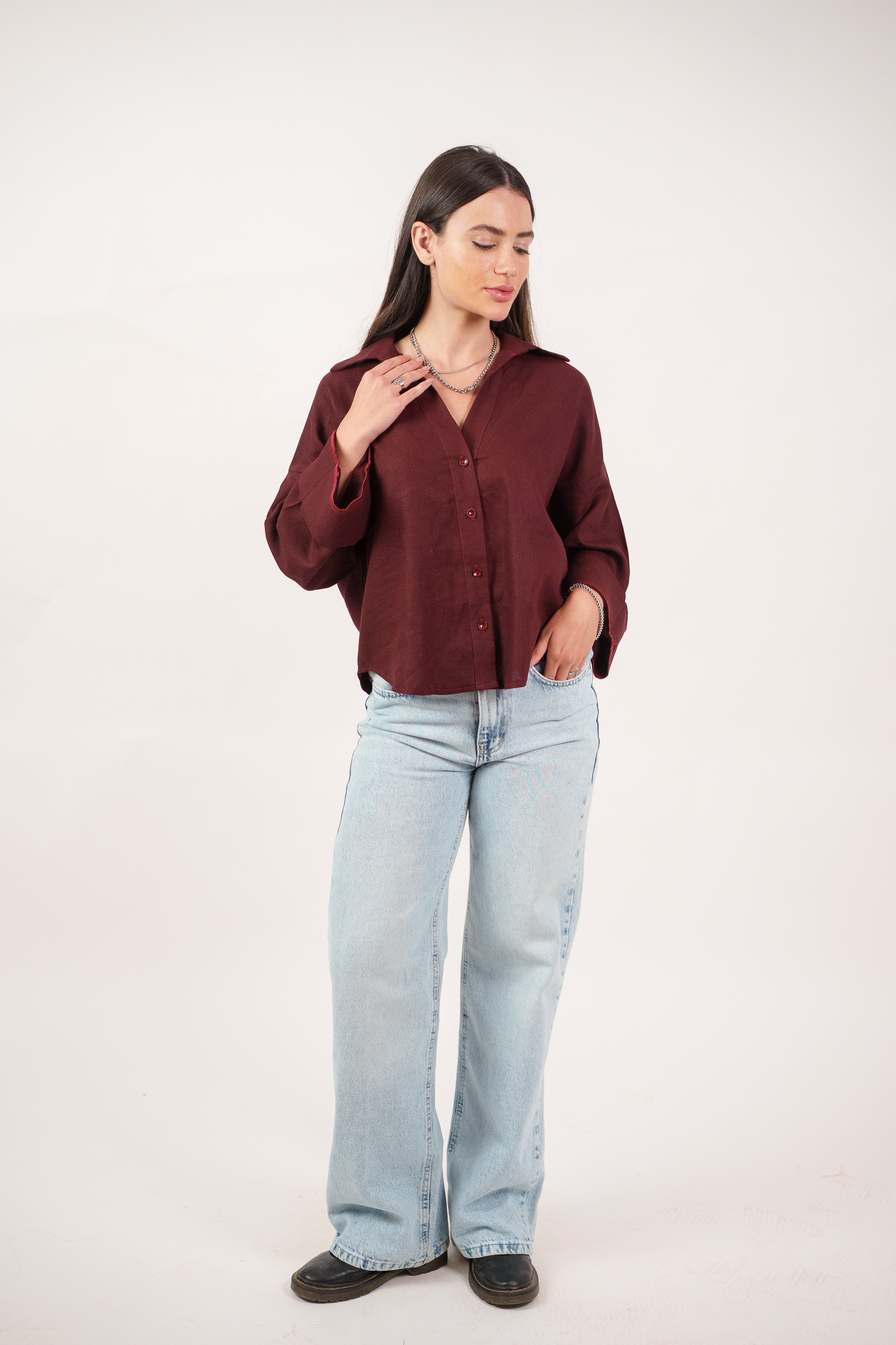 RELAXED BUTTON BLOUSE