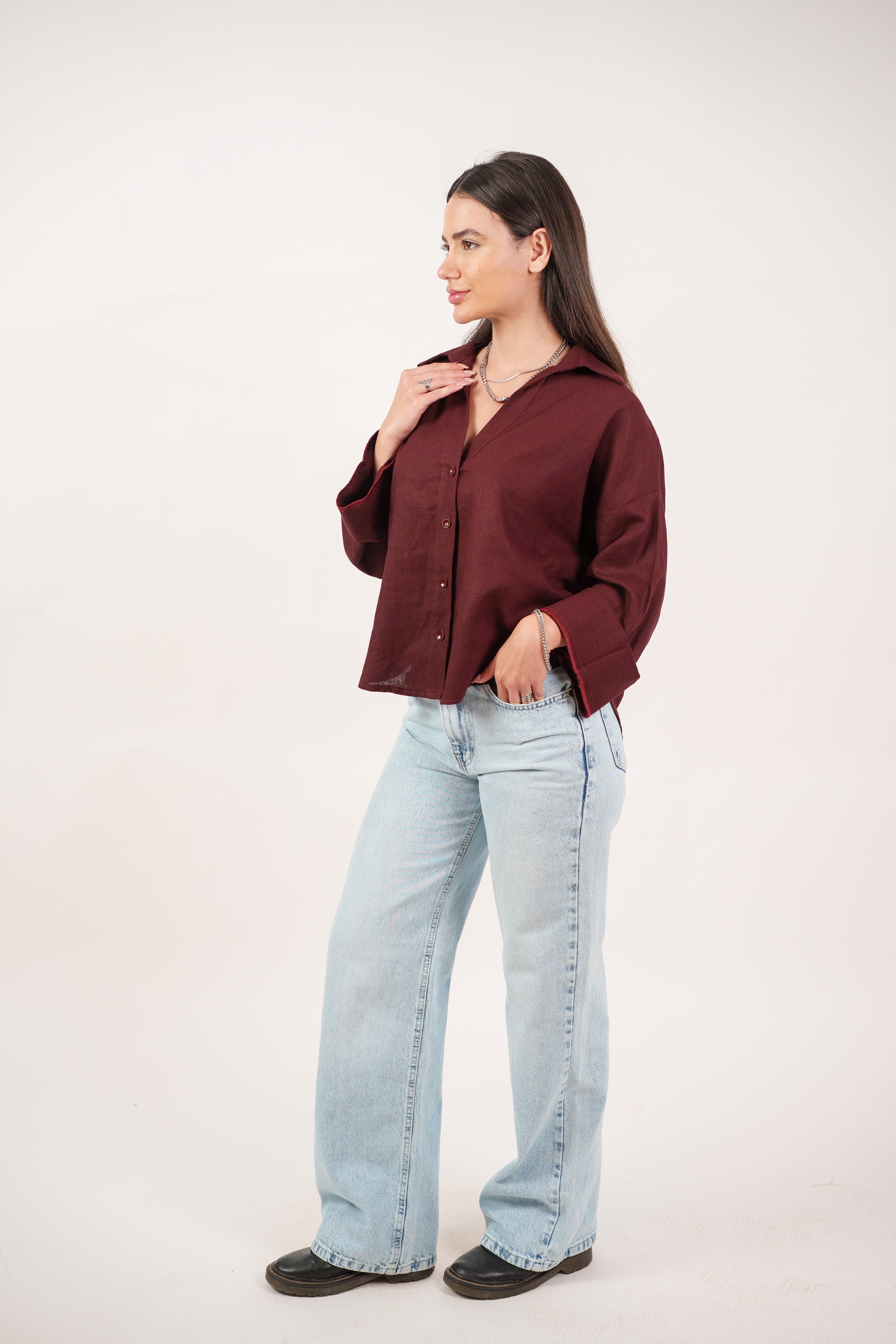 RELAXED BUTTON BLOUSE