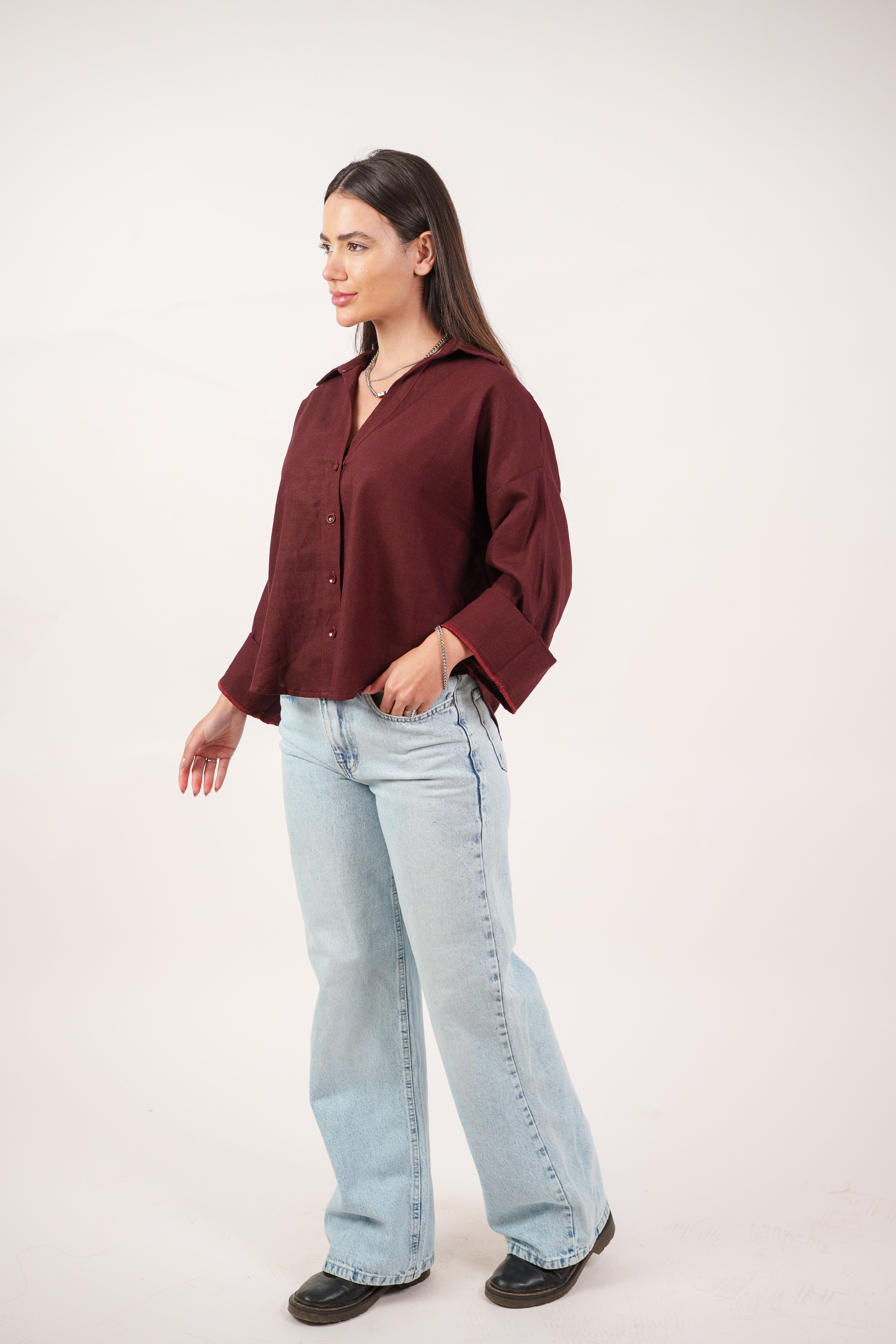 RELAXED BUTTON BLOUSE