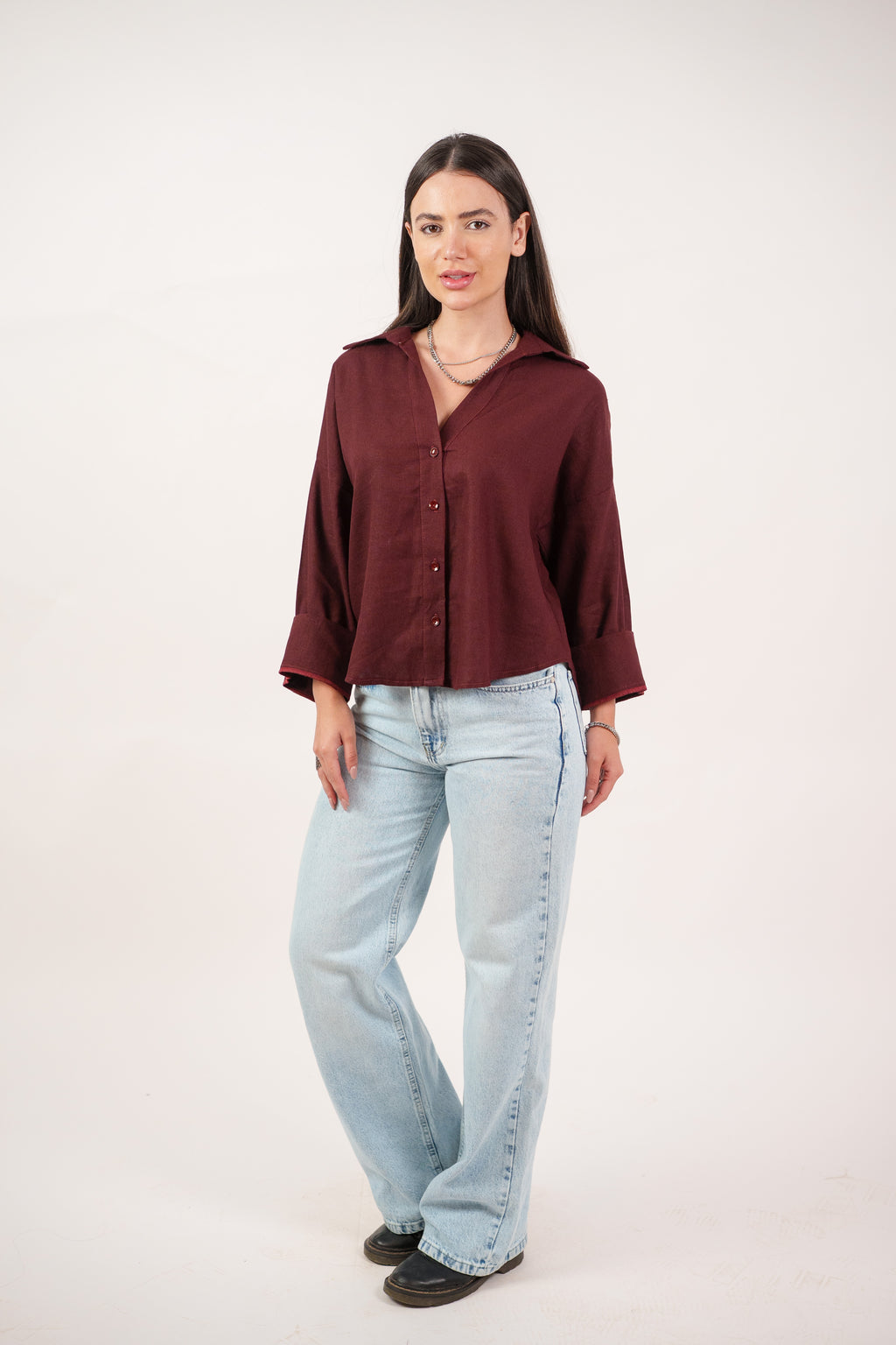 RELAXED BUTTON BLOUSE