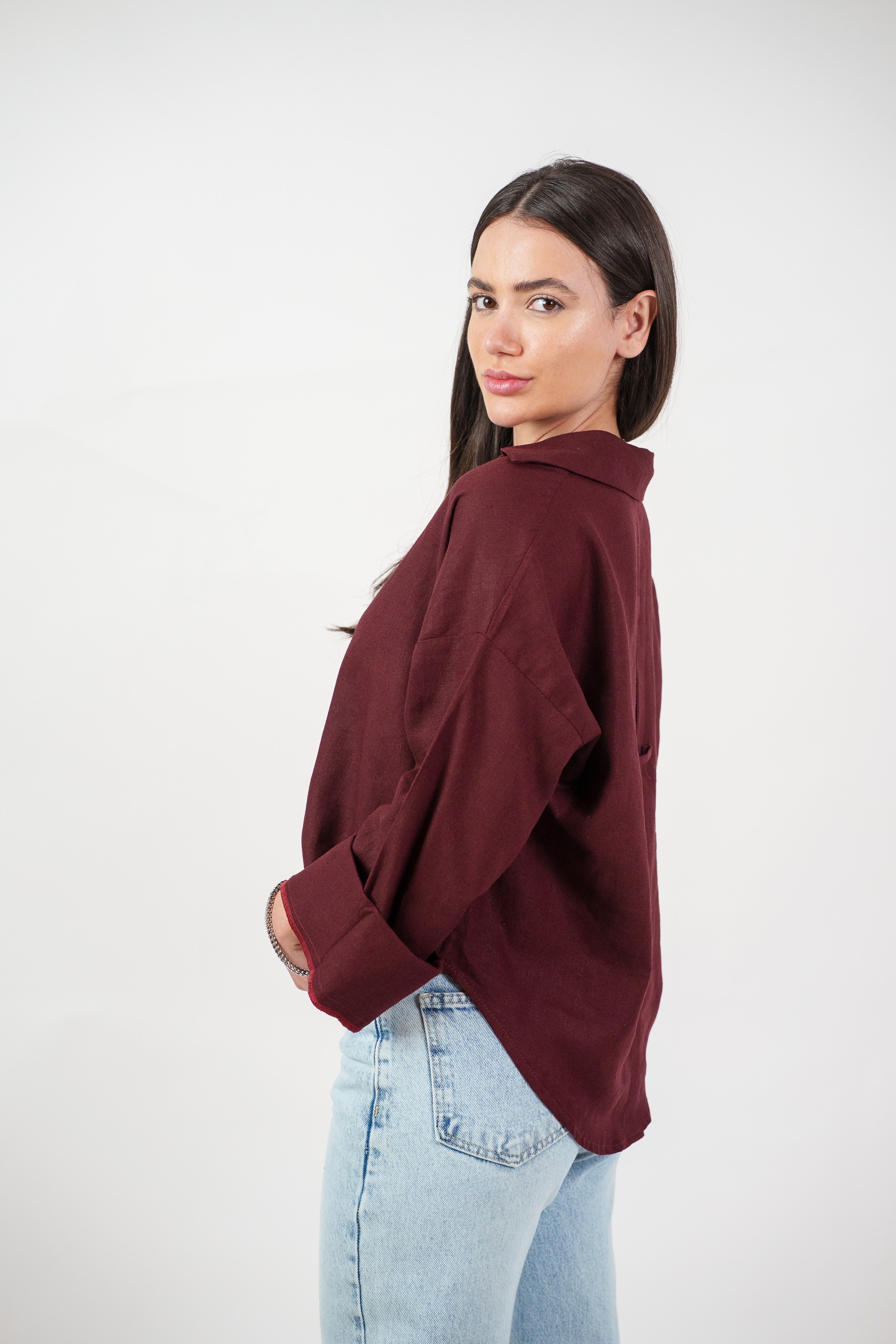 RELAXED BUTTON BLOUSE