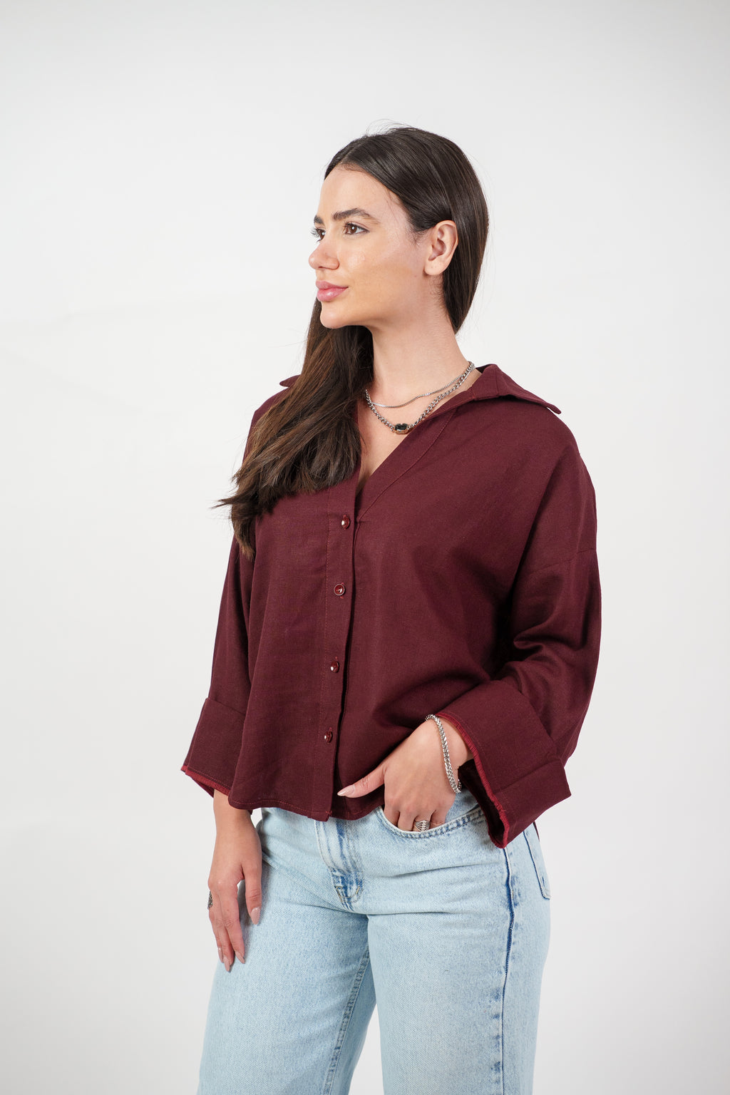 RELAXED BUTTON BLOUSE