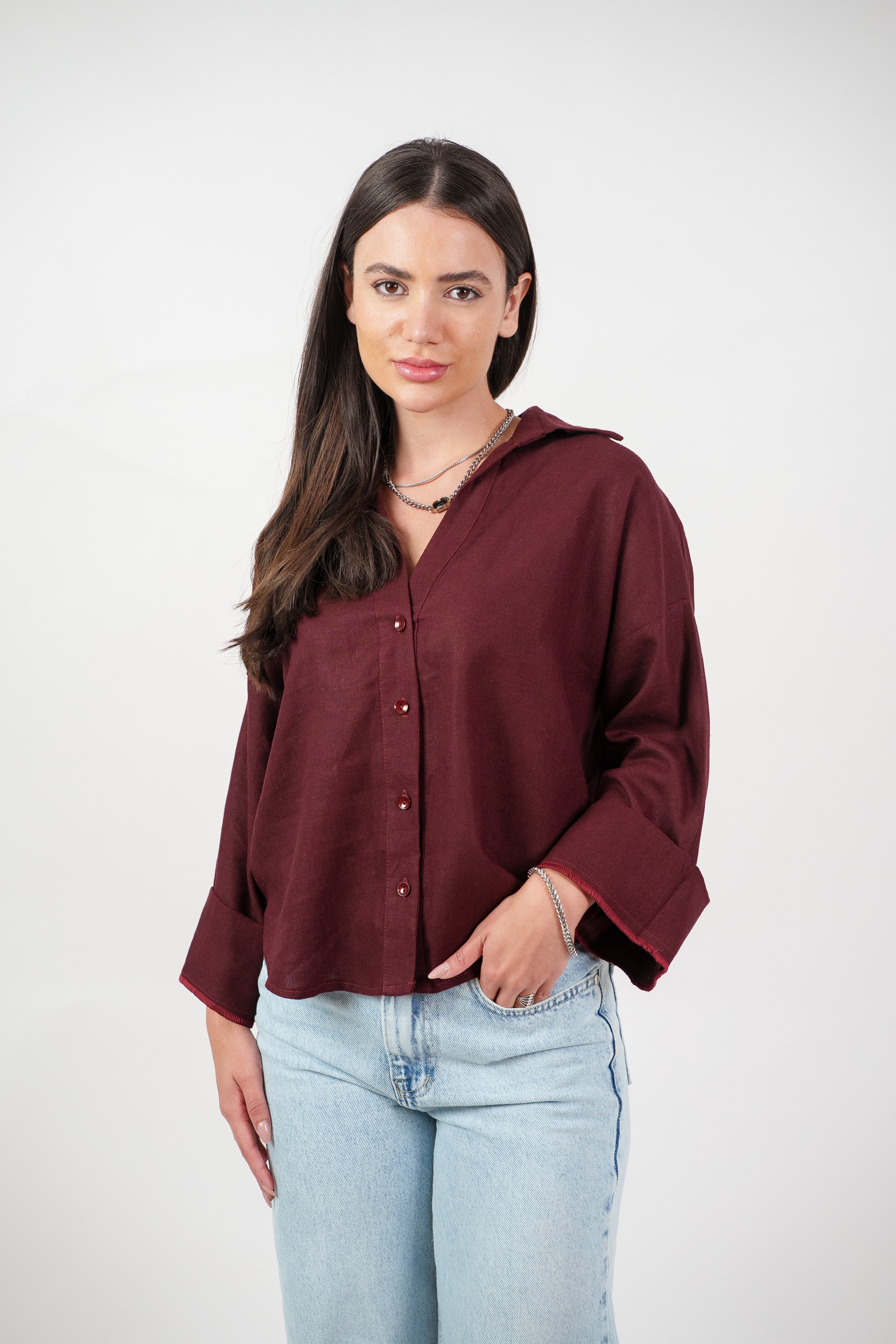 RELAXED BUTTON BLOUSE