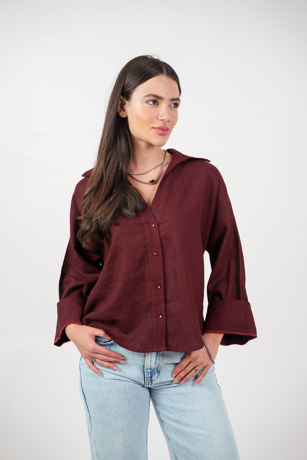 RELAXED BUTTON BLOUSE