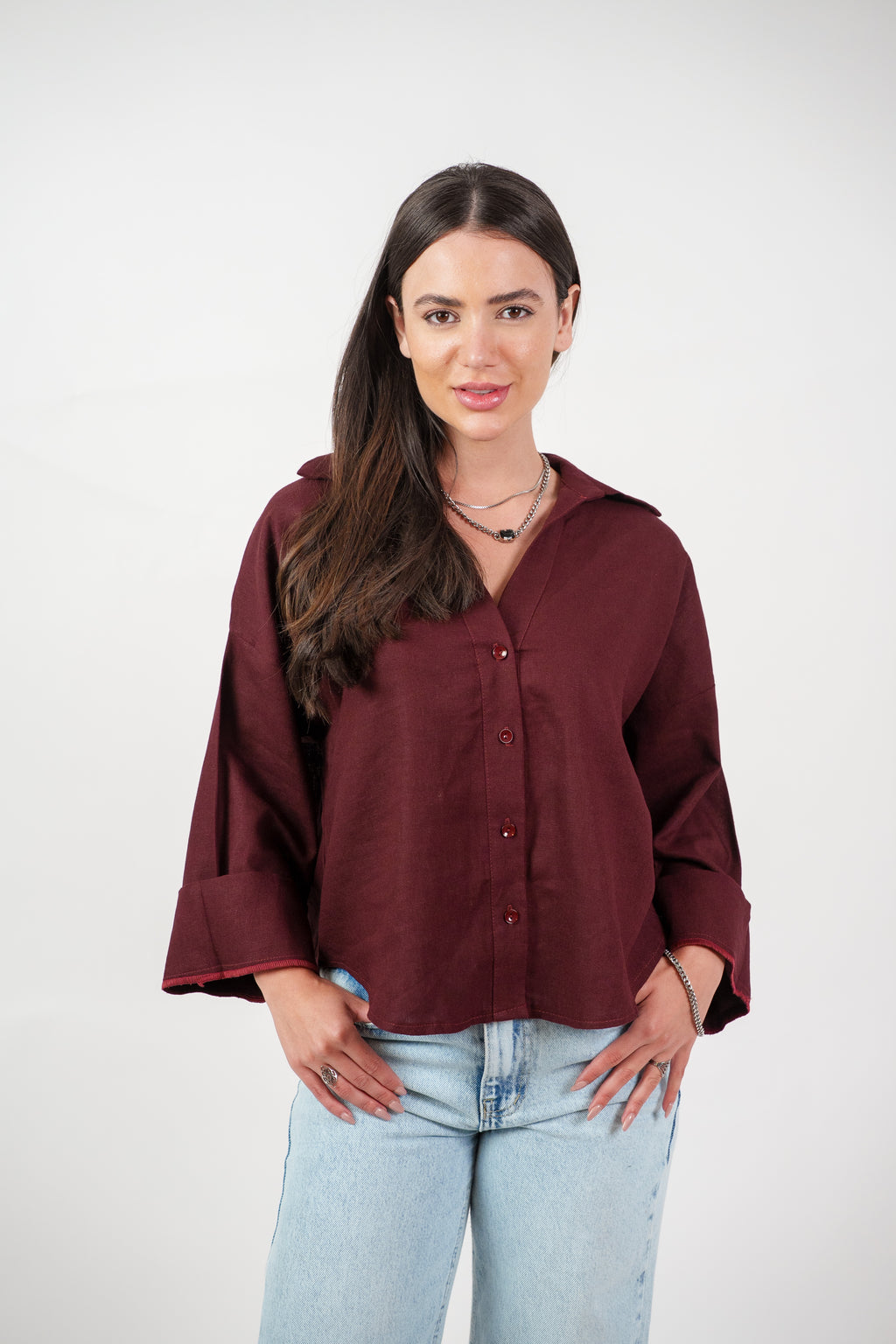 RELAXED BUTTON BLOUSE