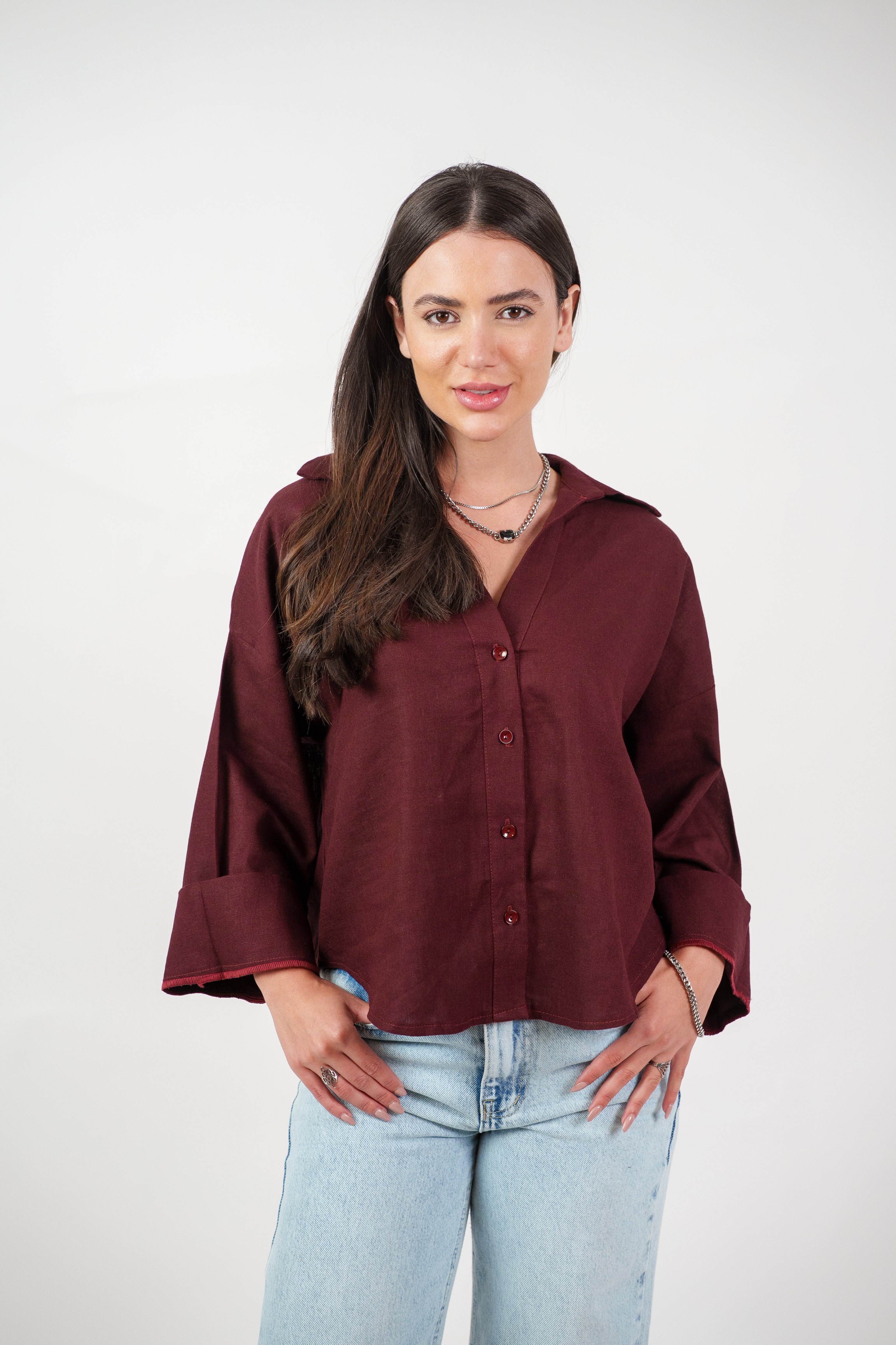 RELAXED BUTTON BLOUSE
