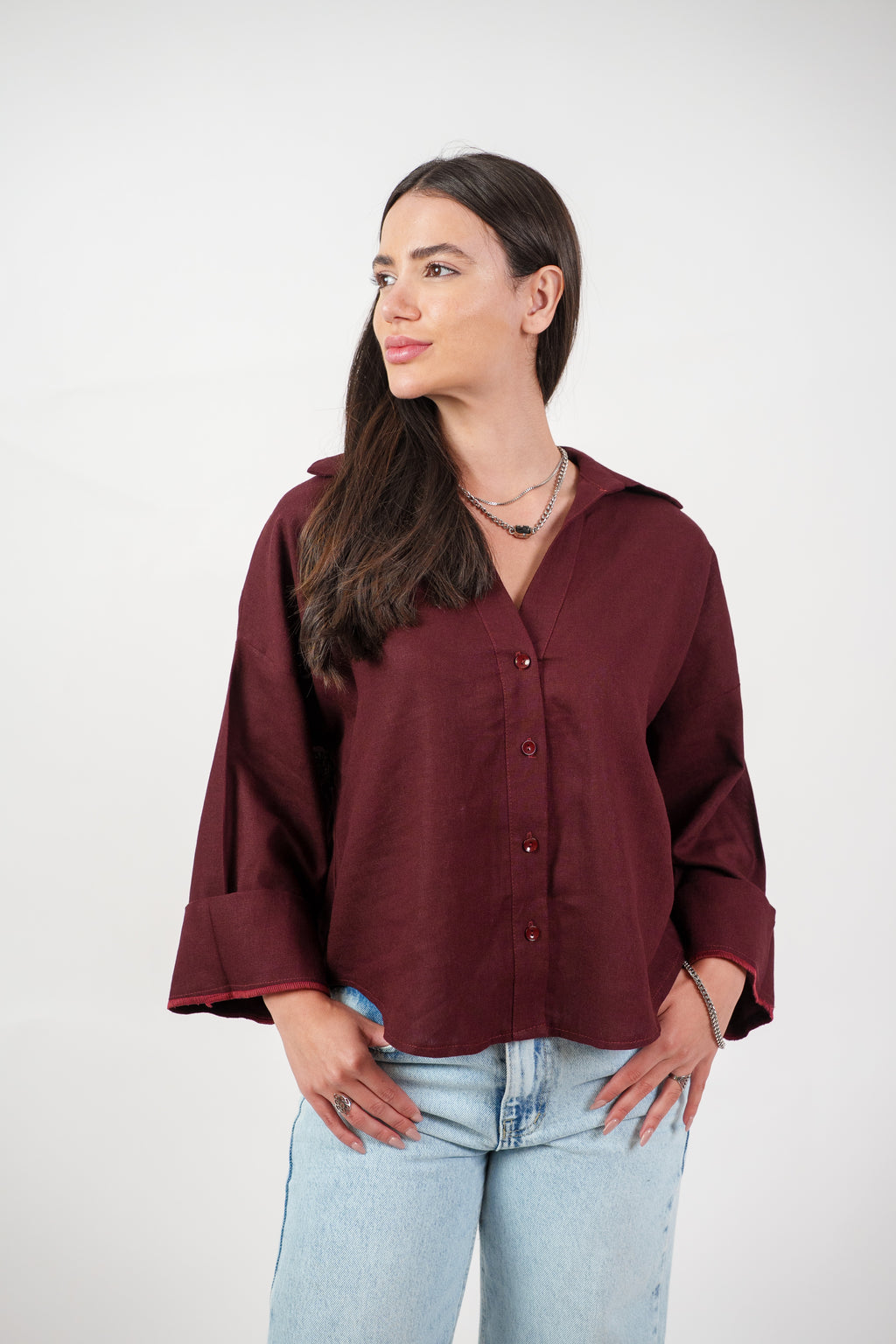 RELAXED BUTTON BLOUSE