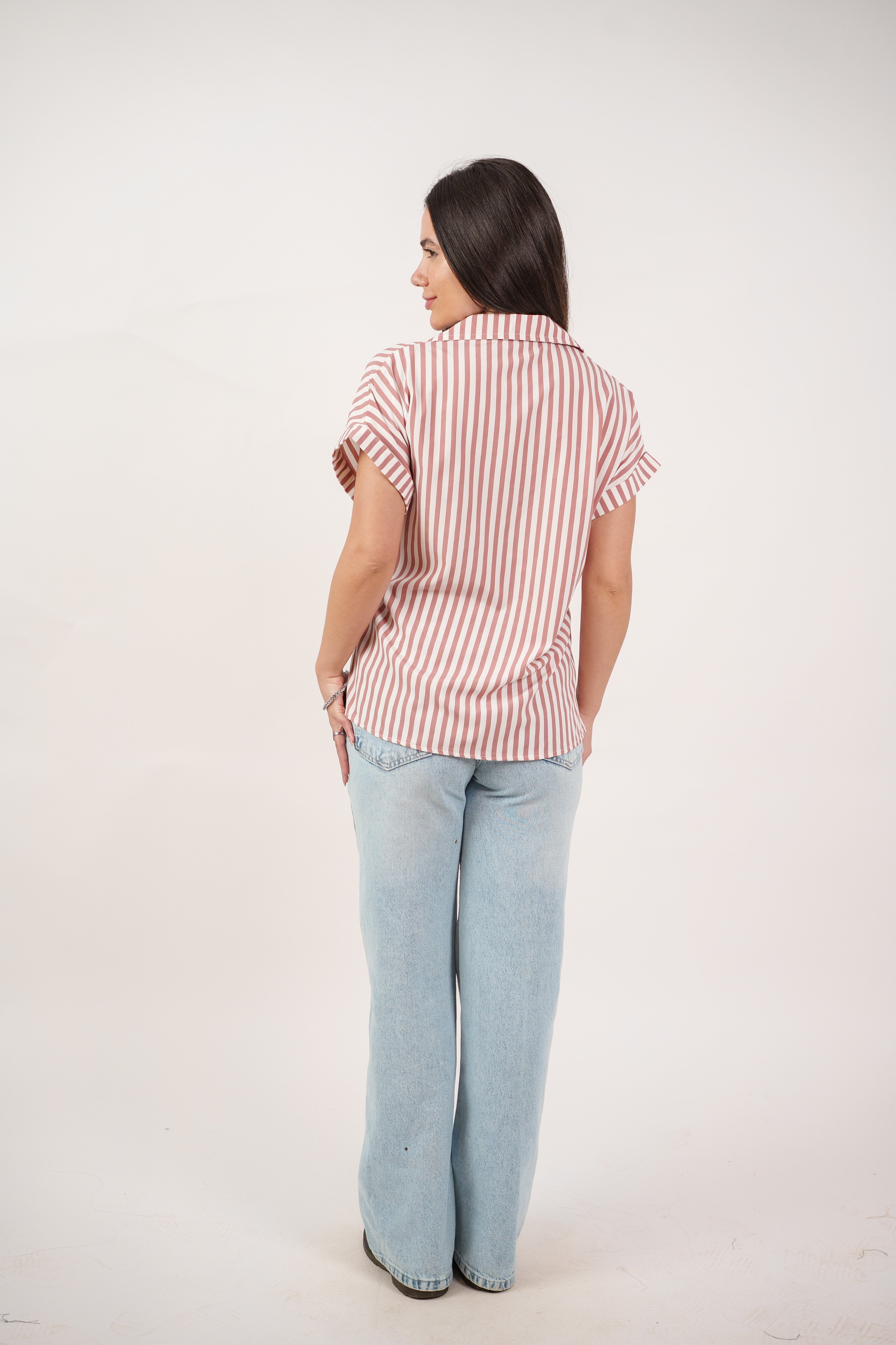 STRIPED SIDE TIE BLOUSE