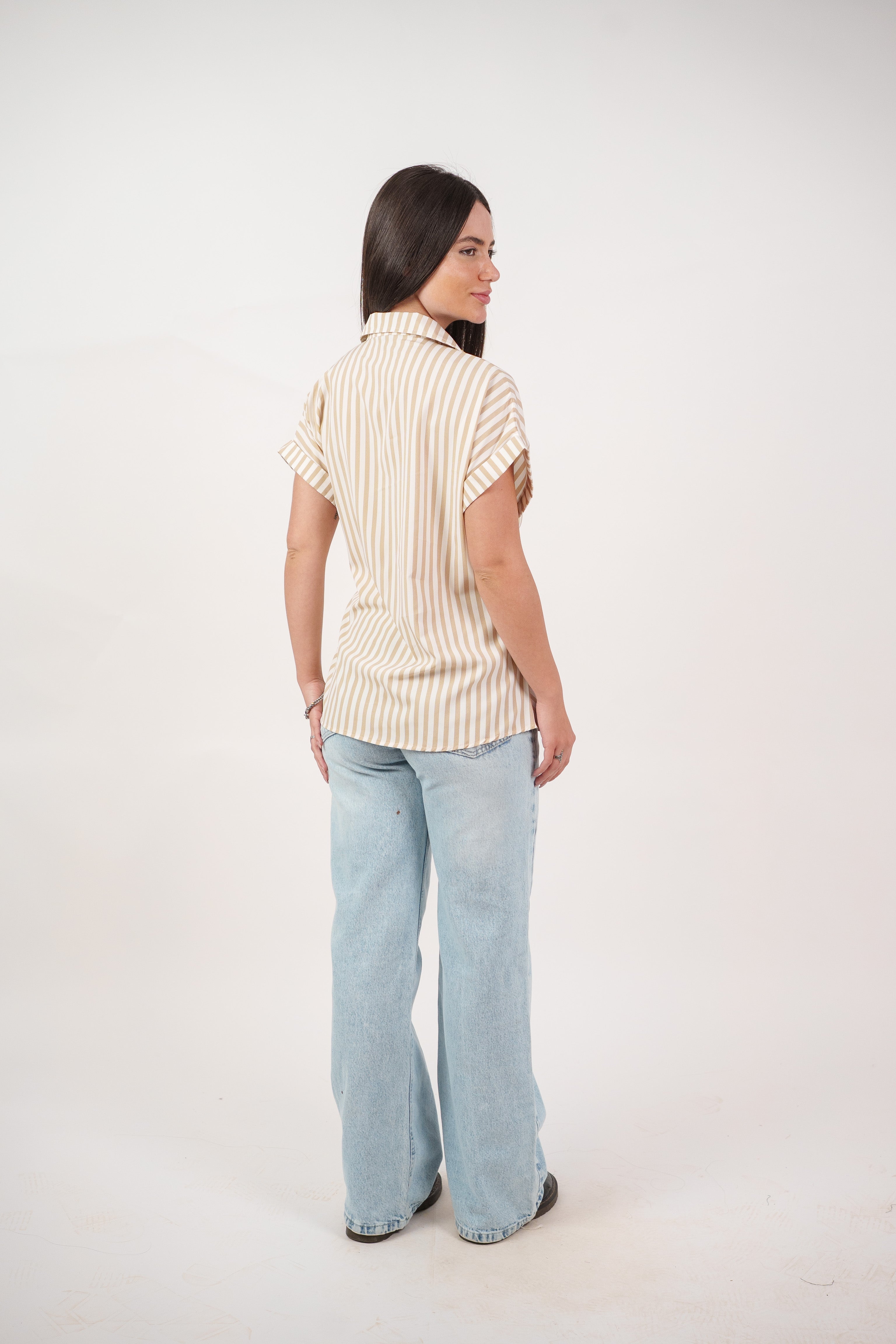 STRIPED SIDE TIE BLOUSE