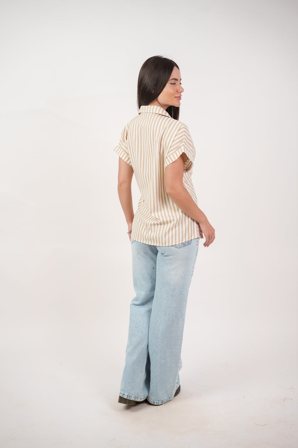 STRIPED SIDE TIE BLOUSE