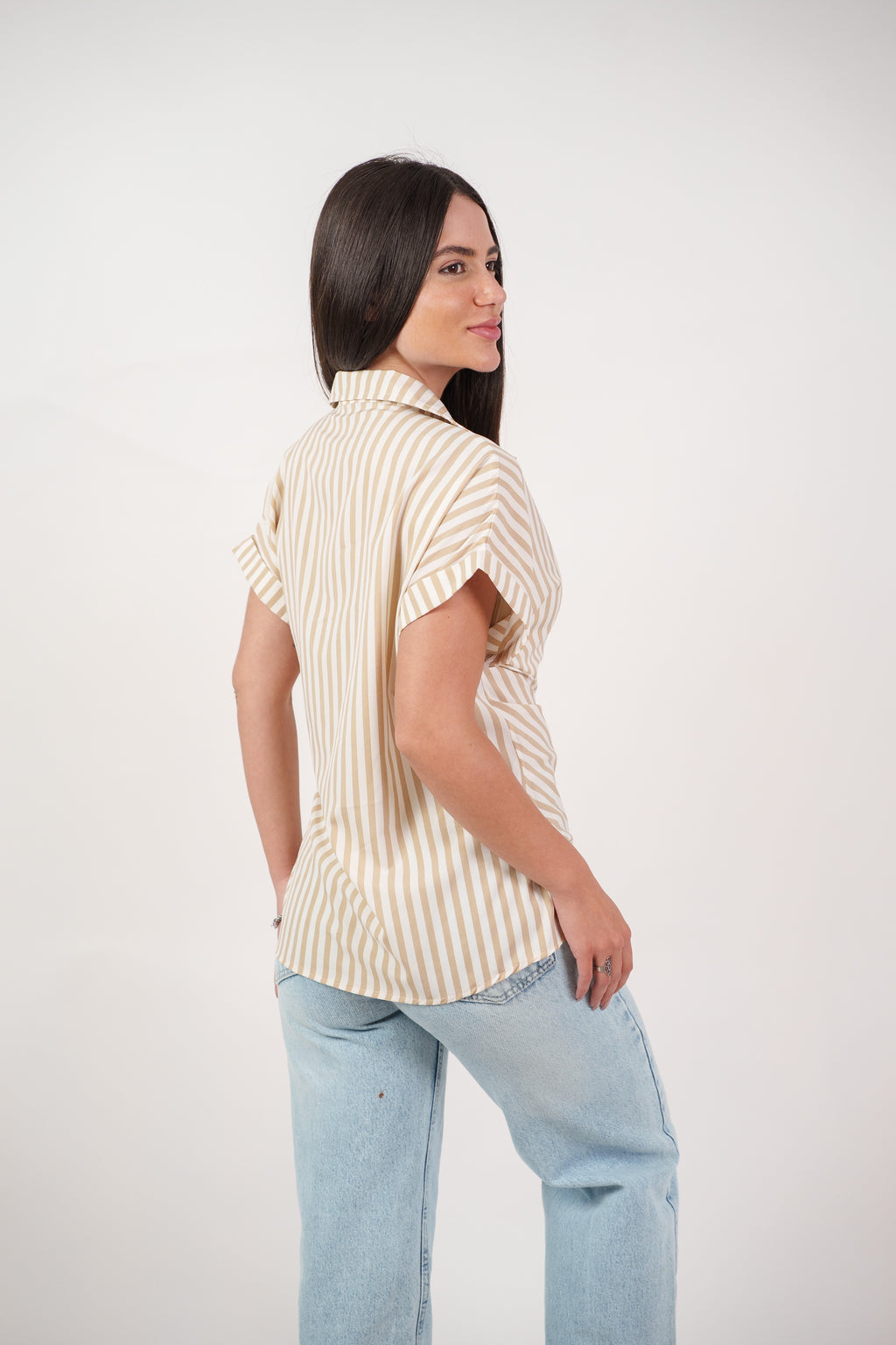 STRIPED SIDE TIE BLOUSE