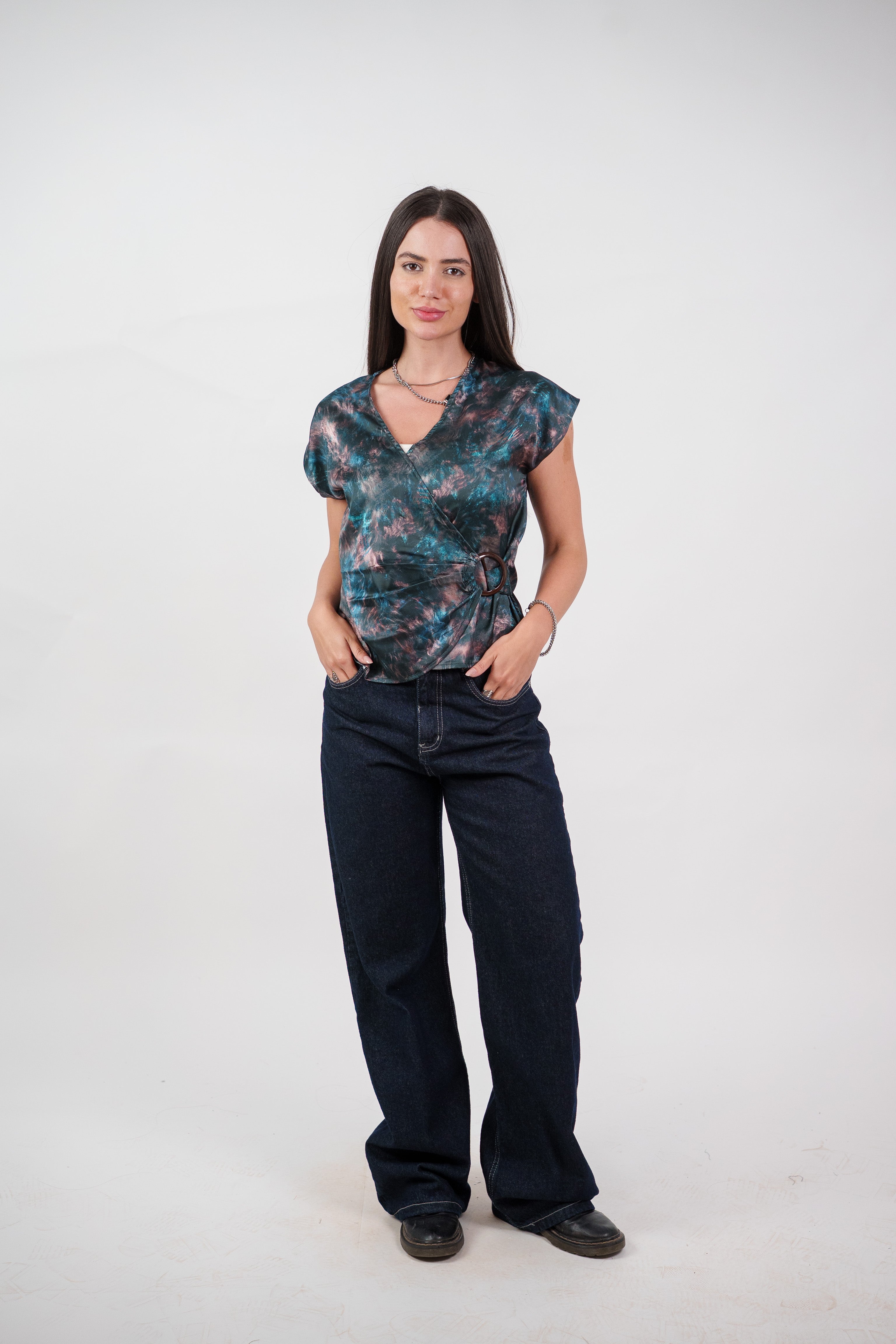 ABSTRACT WRAP BLOUSE