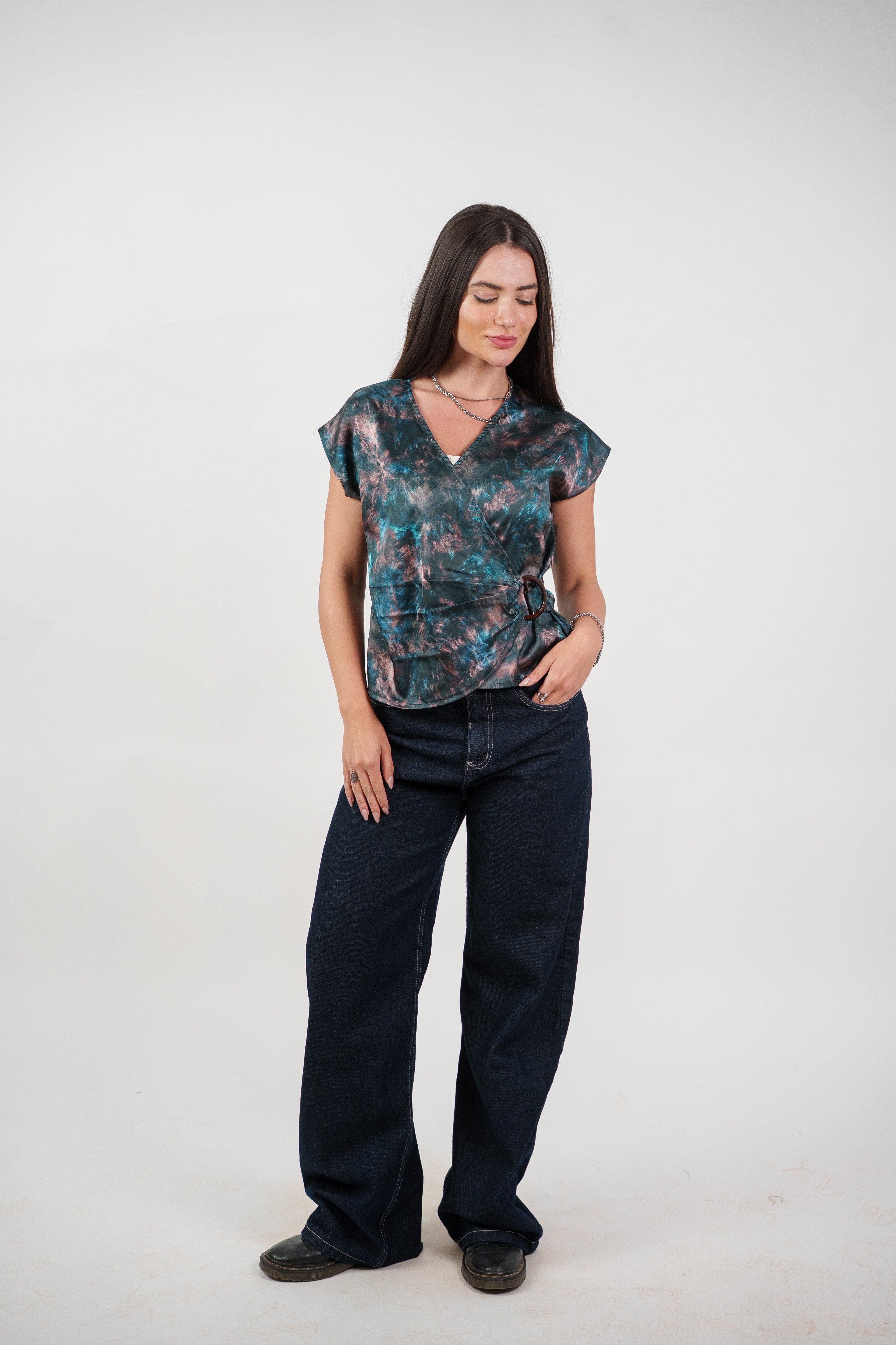 ABSTRACT WRAP BLOUSE