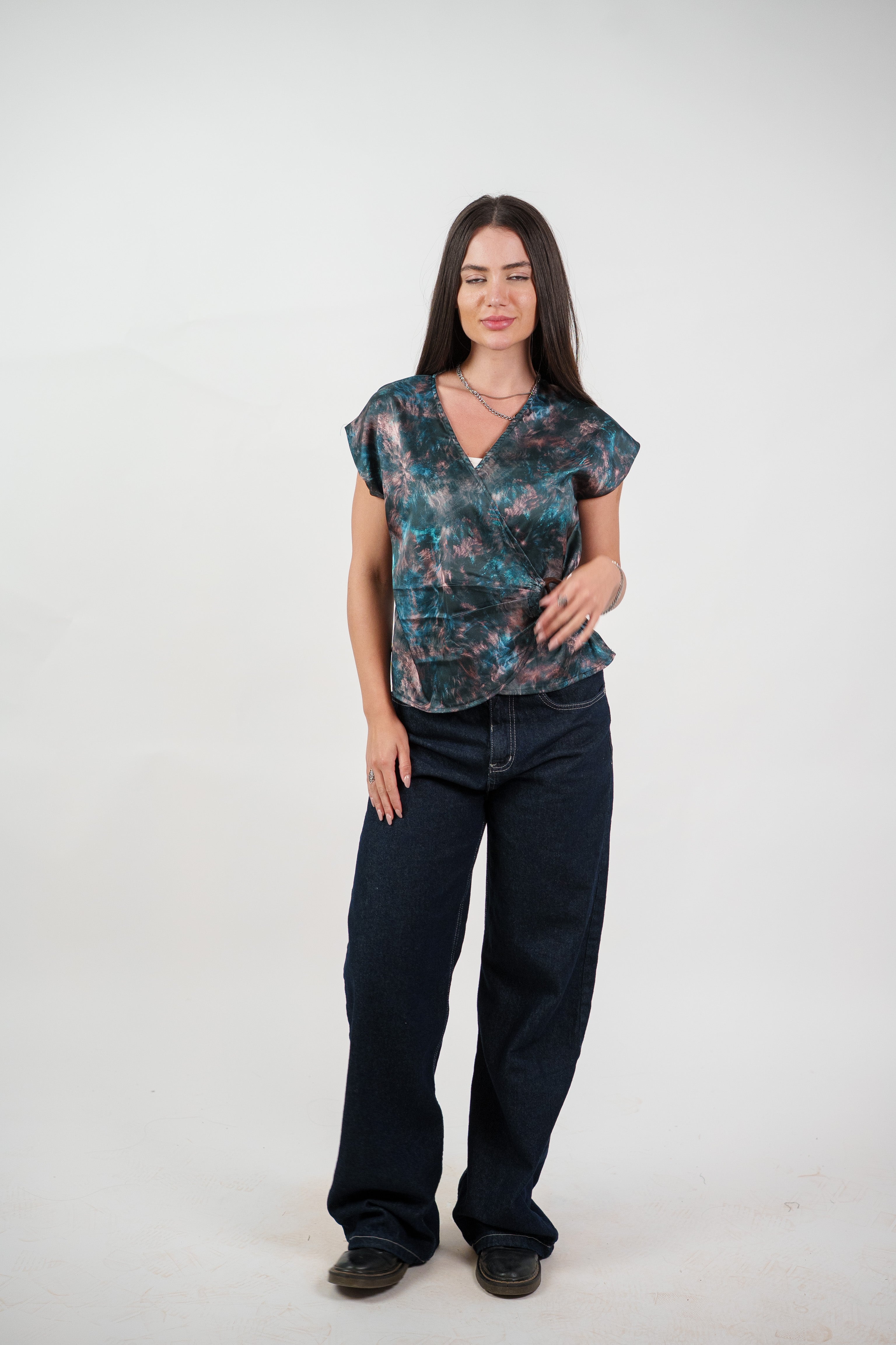 ABSTRACT WRAP BLOUSE