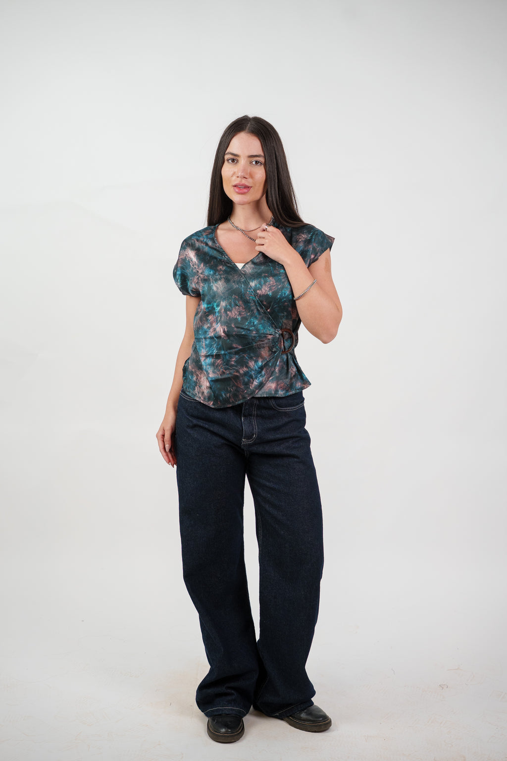 ABSTRACT WRAP BLOUSE